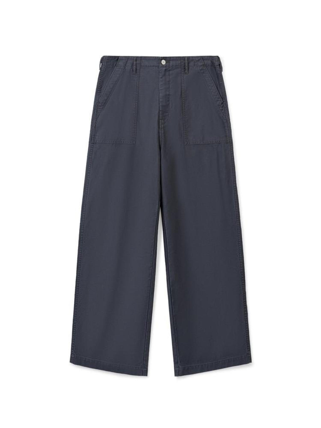 SUPERTOFU Distressed Vintage Mid Rise Cotton Unisex Solid Deep Gray Straight Pants