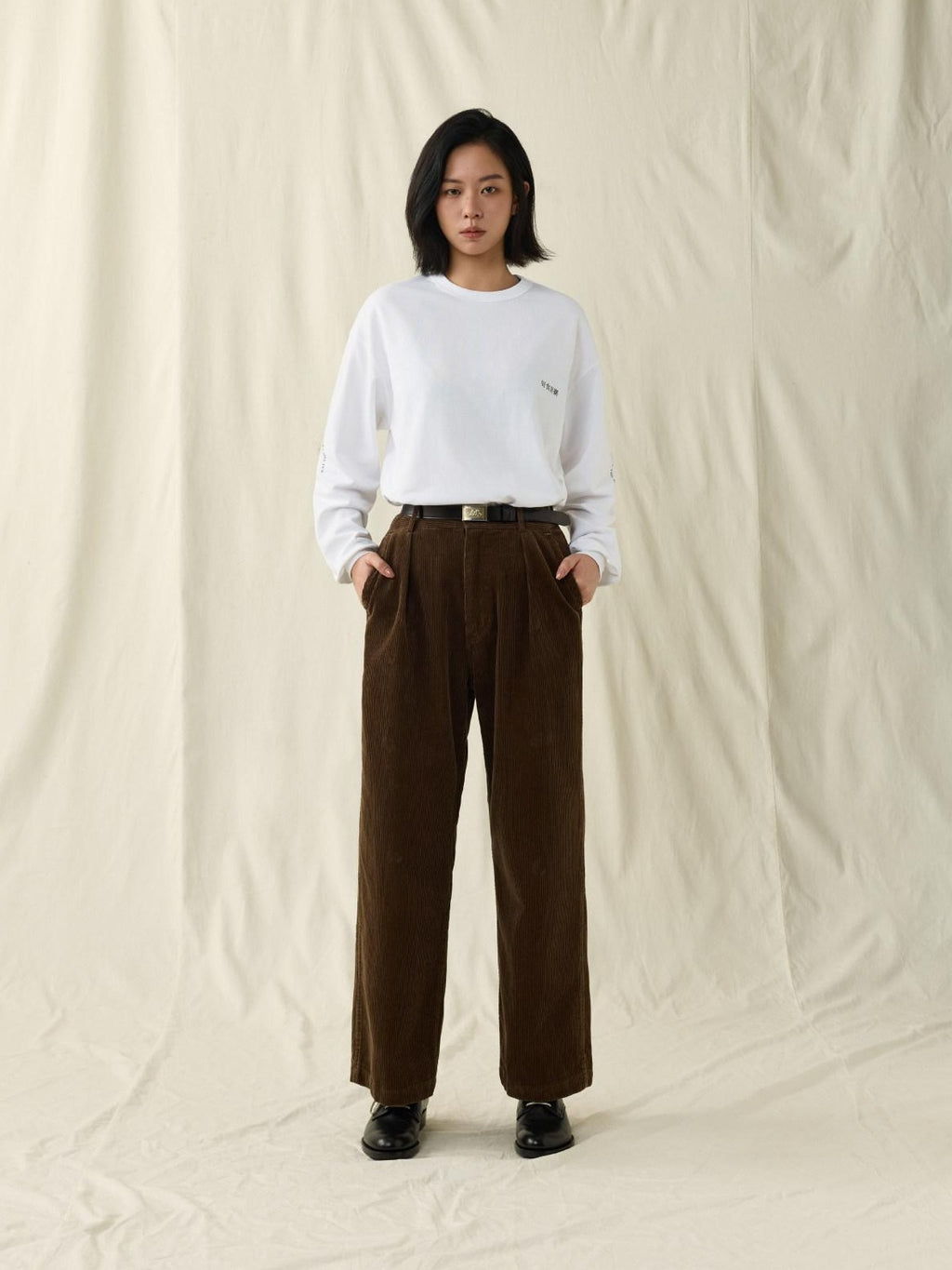 SUPERTOFU Durable Corduroy 100 Percent Cotton Casual Straight Zip Unisex Straight Pants