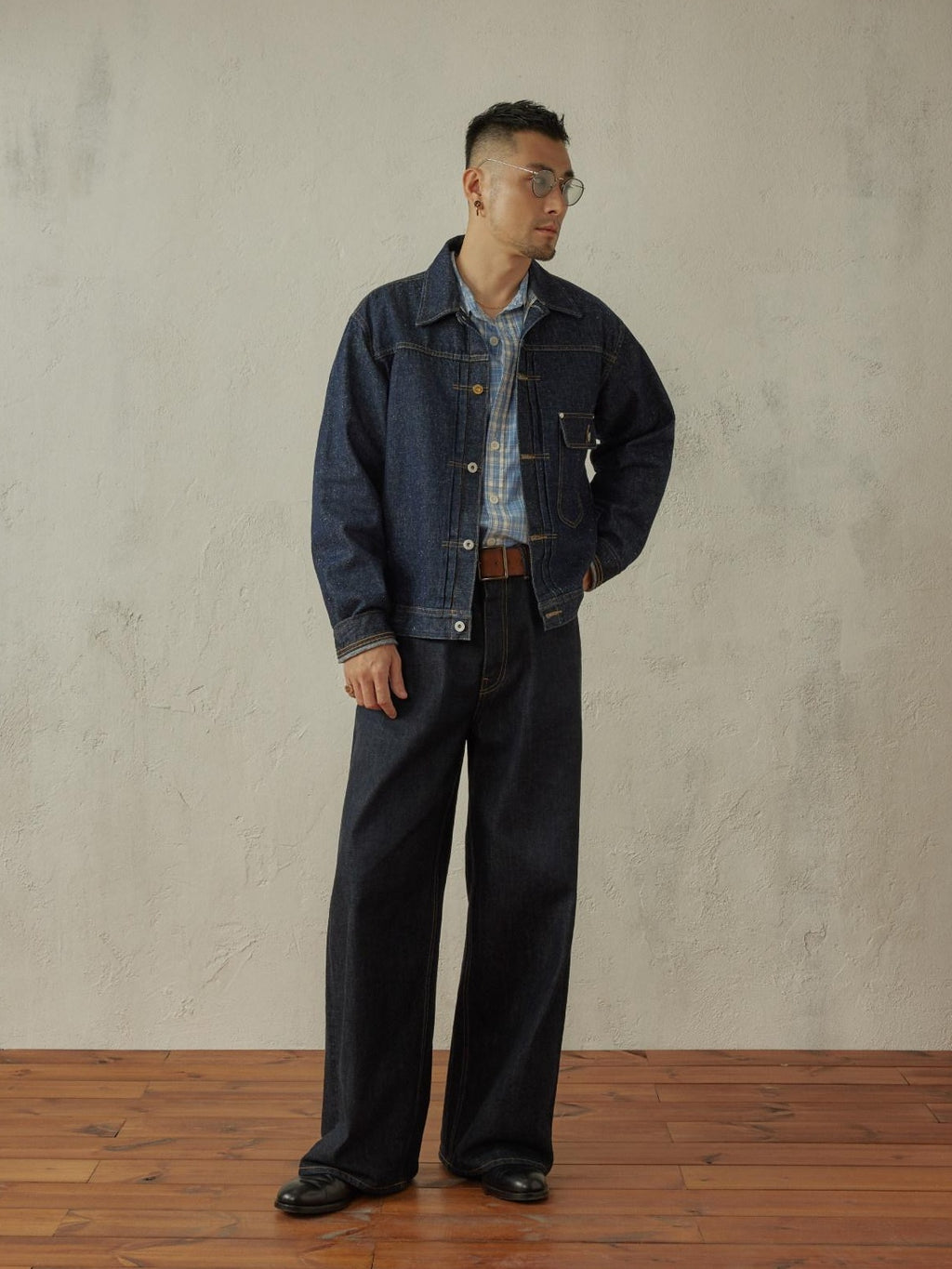 SUPERTOFU Durable Cotton Hemp Blend Raw Selvedge Shirt Collar Unisex Denim Jackets