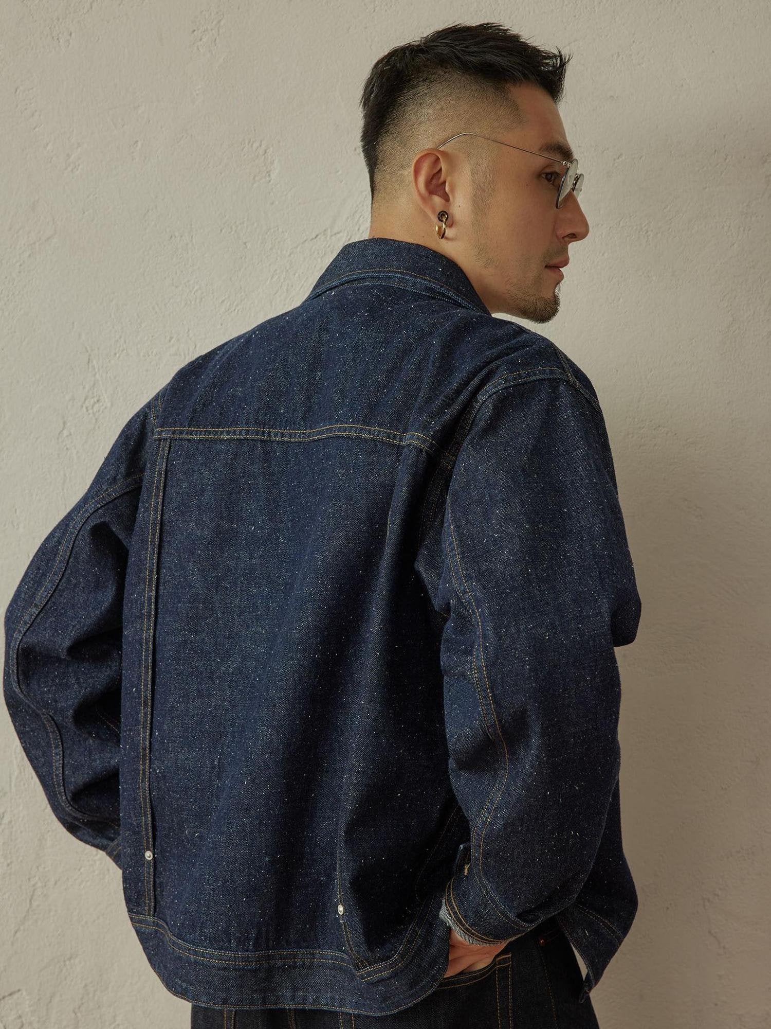 SUPERTOFU Durable Cotton Hemp Blend Raw Selvedge Shirt Collar Unisex Denim Jackets