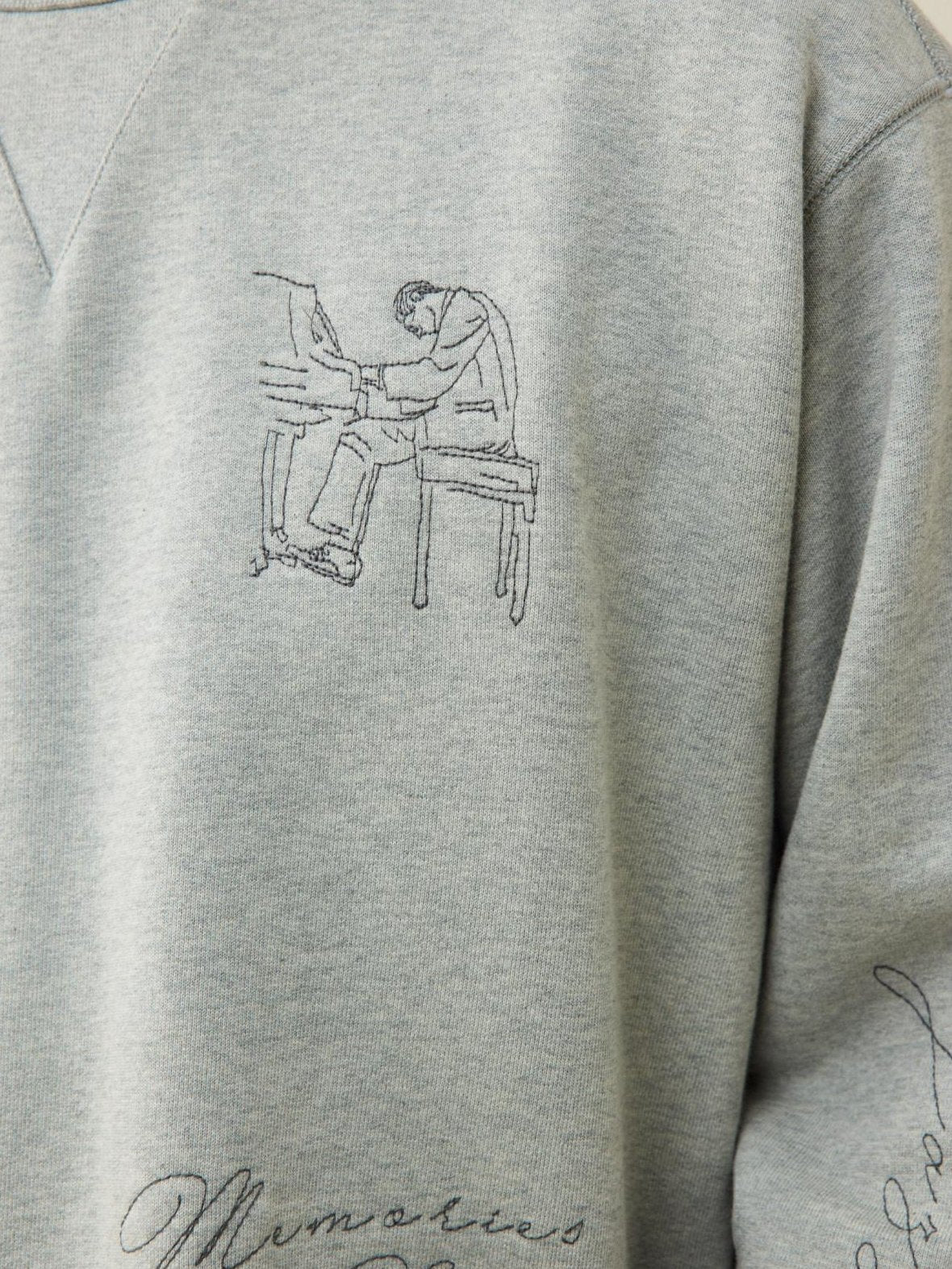SUPERTOFU Embroidered 100 Percent Cotton Loose Fit Unisex Raglan Heather Gray Sweatshirts