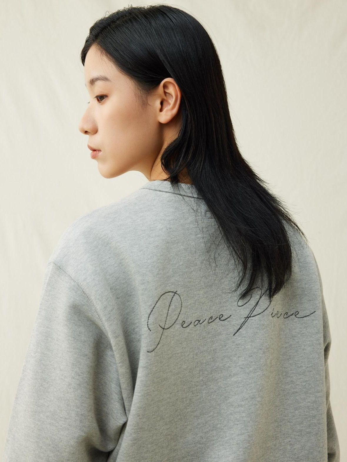 SUPERTOFU Embroidered 100 Percent Cotton Loose Fit Unisex Raglan Heather Gray Sweatshirts