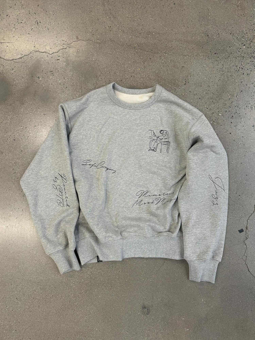 SUPERTOFU Embroidered 100 Percent Cotton Loose Fit Unisex Raglan Heather Gray Sweatshirts