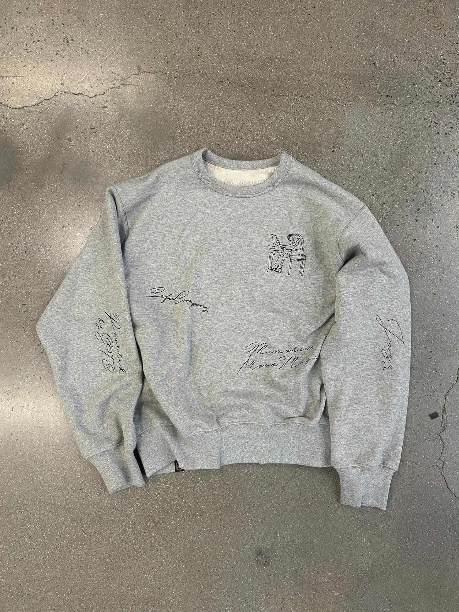 SUPERTOFU Embroidered 100 Percent Cotton Loose Fit Unisex Raglan Heather Gray Sweatshirts