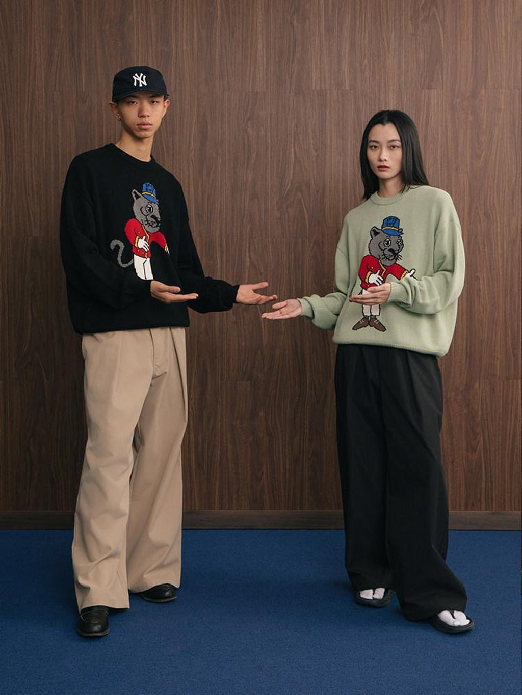 SUPERTOFU Embroidered Acrylic Cotton Blend Youth Crewneck Unisex Casual Warm Knit Sweaters