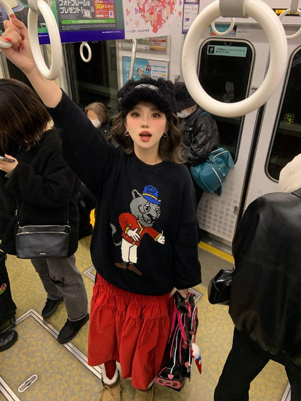 SUPERTOFU Embroidered Acrylic Cotton Blend Youth Crewneck Unisex Casual Warm Knit Sweaters