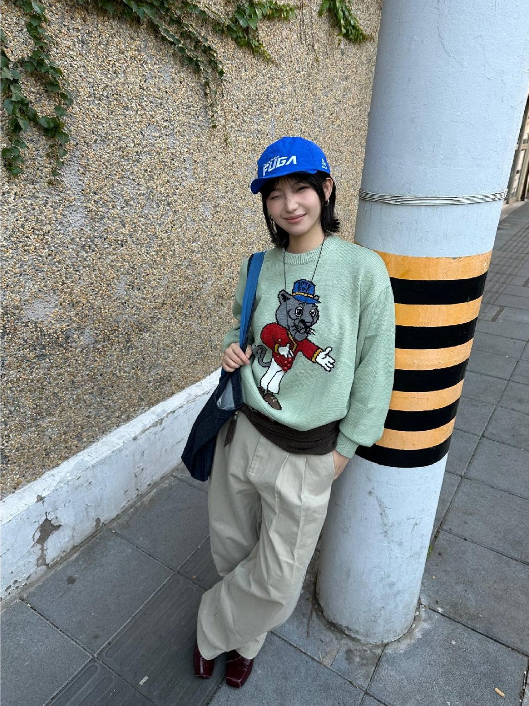 SUPERTOFU Embroidered Acrylic Cotton Blend Youth Crewneck Unisex Casual Warm Knit Sweaters