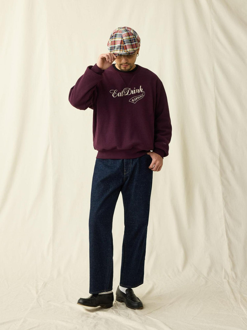 SUPERTOFU Embroidered Cotton Blend Crewneck Unisex Casual Letter Print Purple Sweatshirts