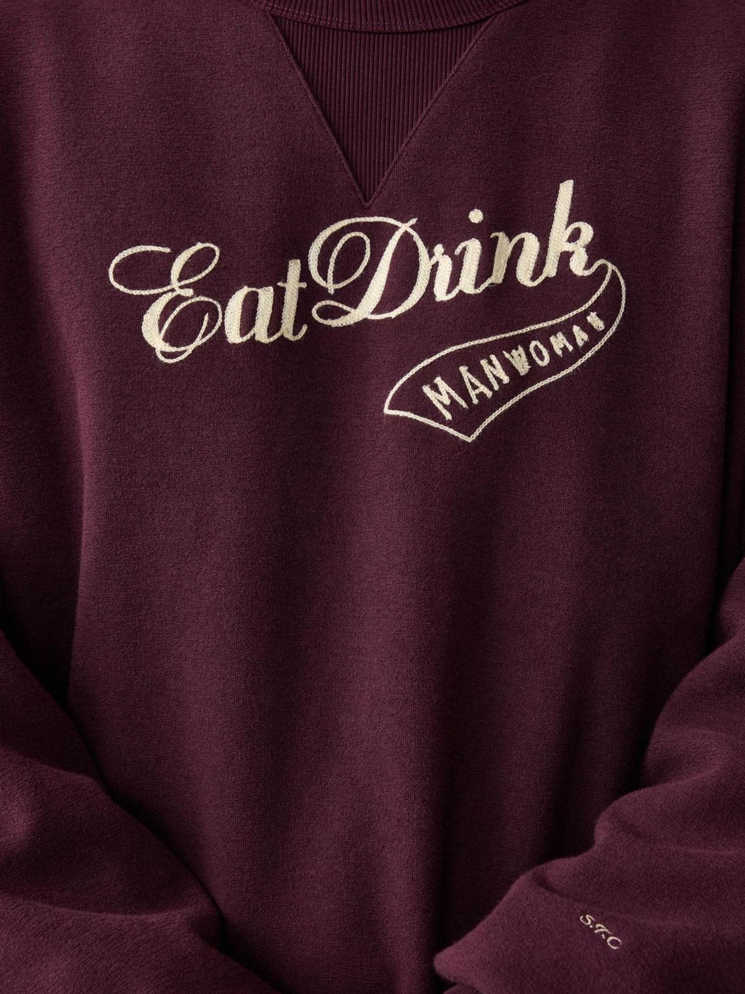 SUPERTOFU Embroidered Cotton Blend Crewneck Unisex Casual Letter Print Purple Sweatshirts