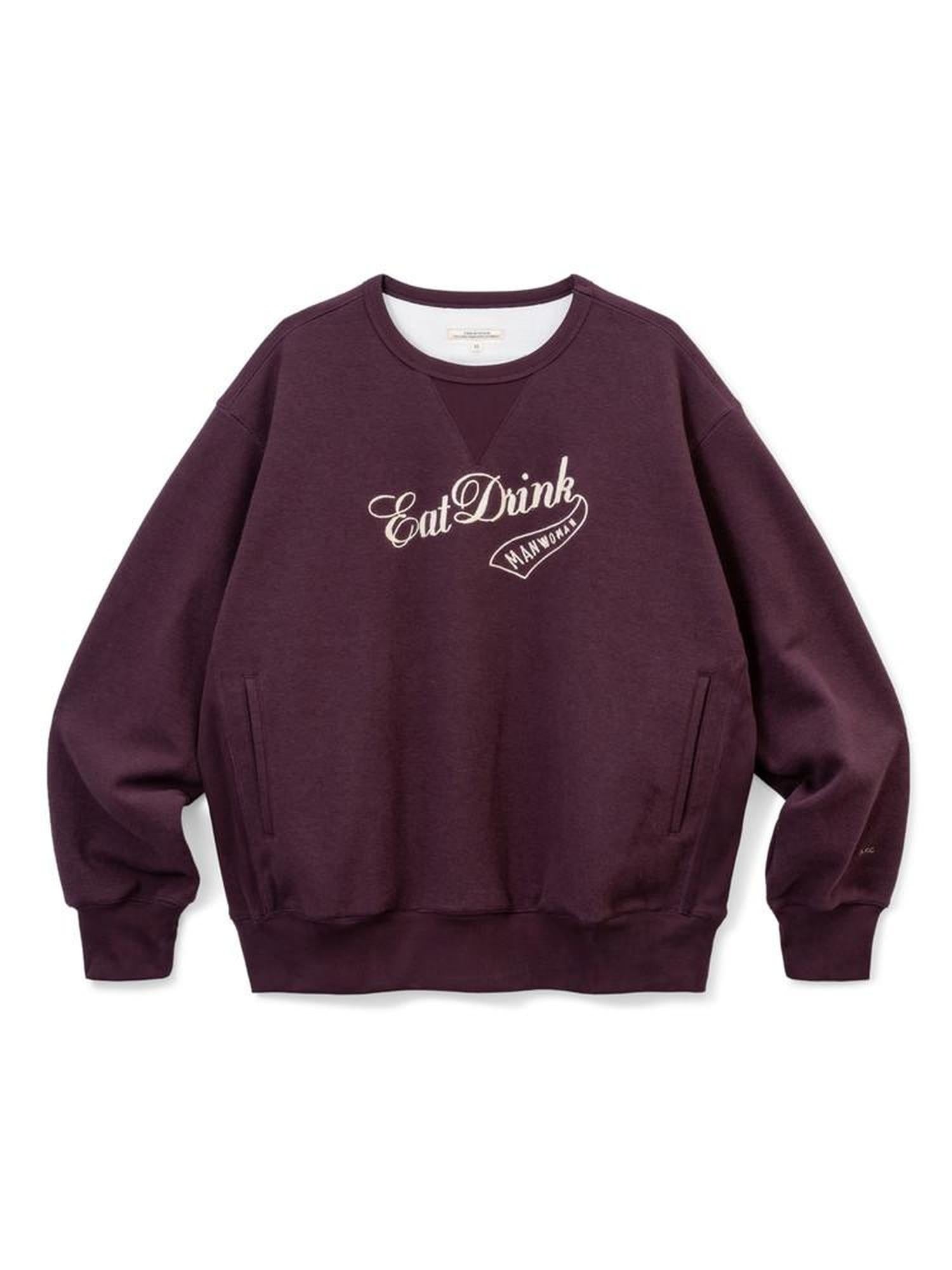 SUPERTOFU Embroidered Cotton Blend Crewneck Unisex Casual Letter Print Purple Sweatshirts