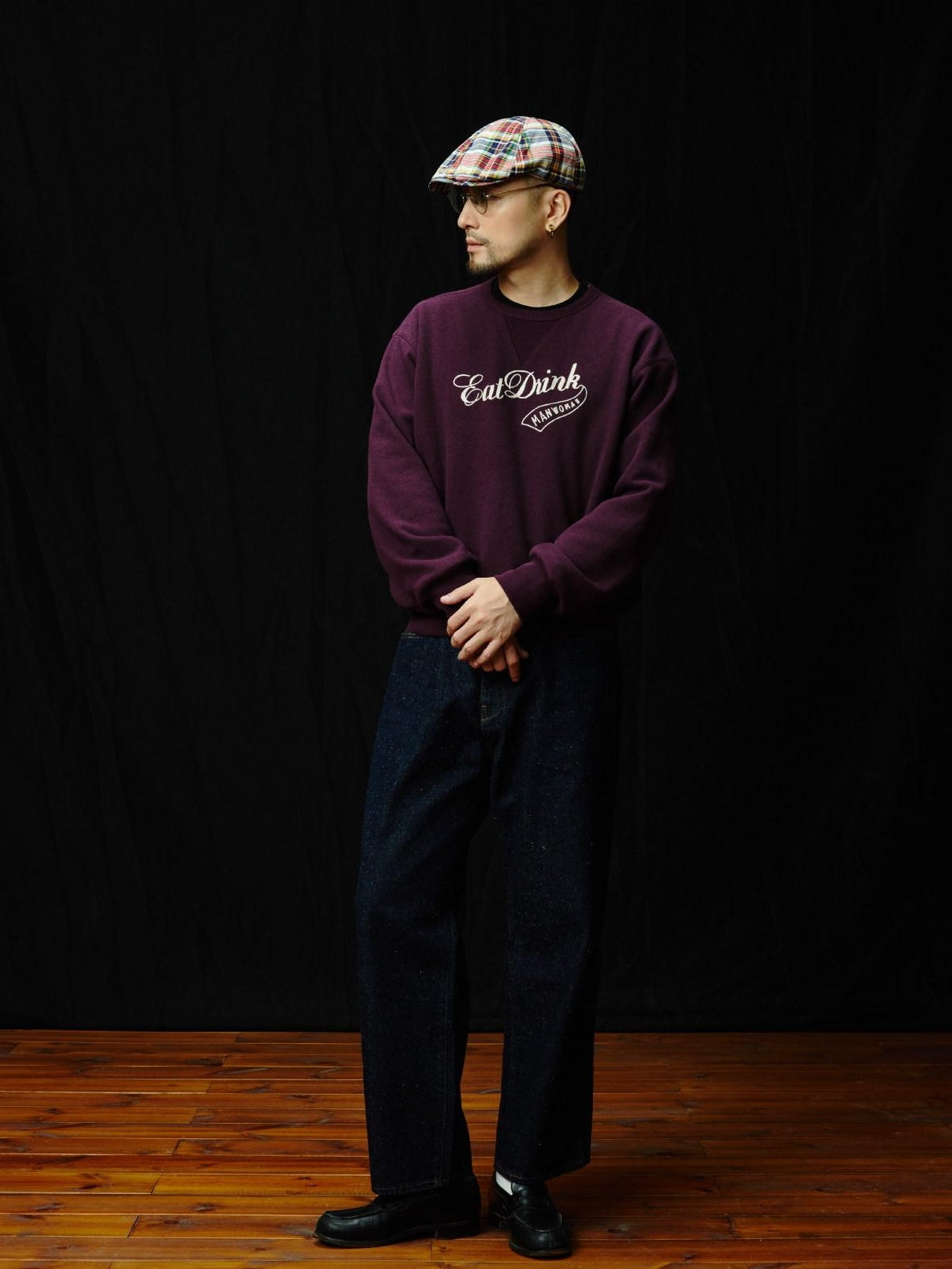 SUPERTOFU Embroidered Cotton Blend Crewneck Unisex Casual Letter Print Purple Sweatshirts