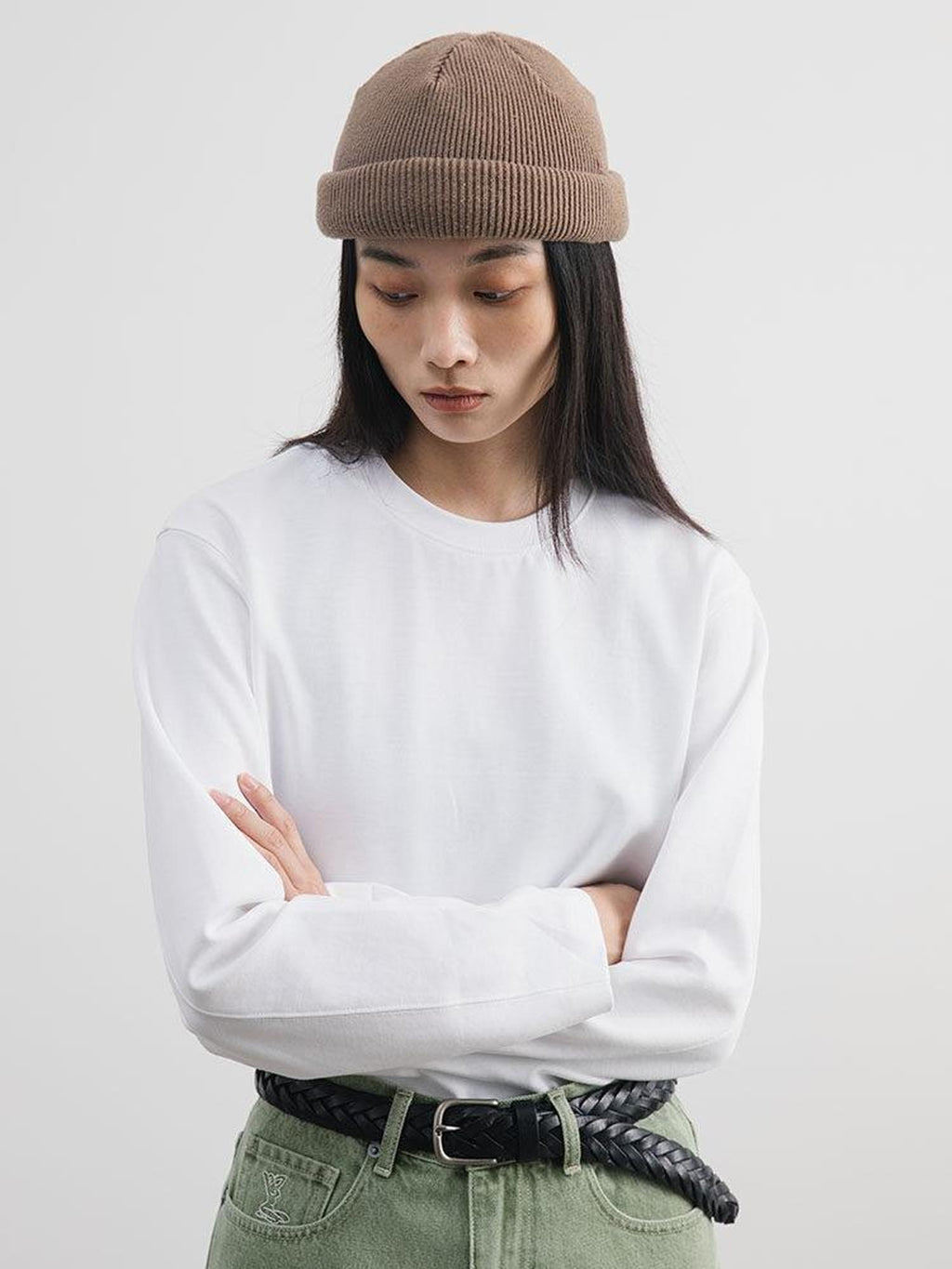 SUPERTOFU Embroidered Cotton Loose Casual Unisex Crew Neck Logo Long Sleeve T-Shirts