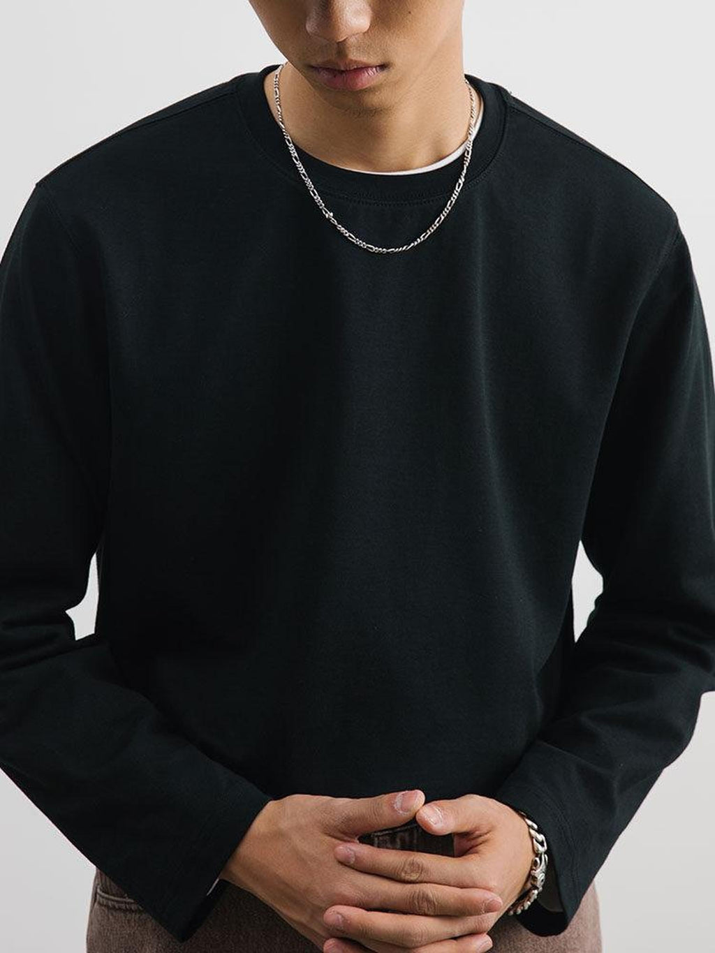 SUPERTOFU Embroidered Cotton Loose Casual Unisex Crew Neck Logo Long Sleeve T-Shirts