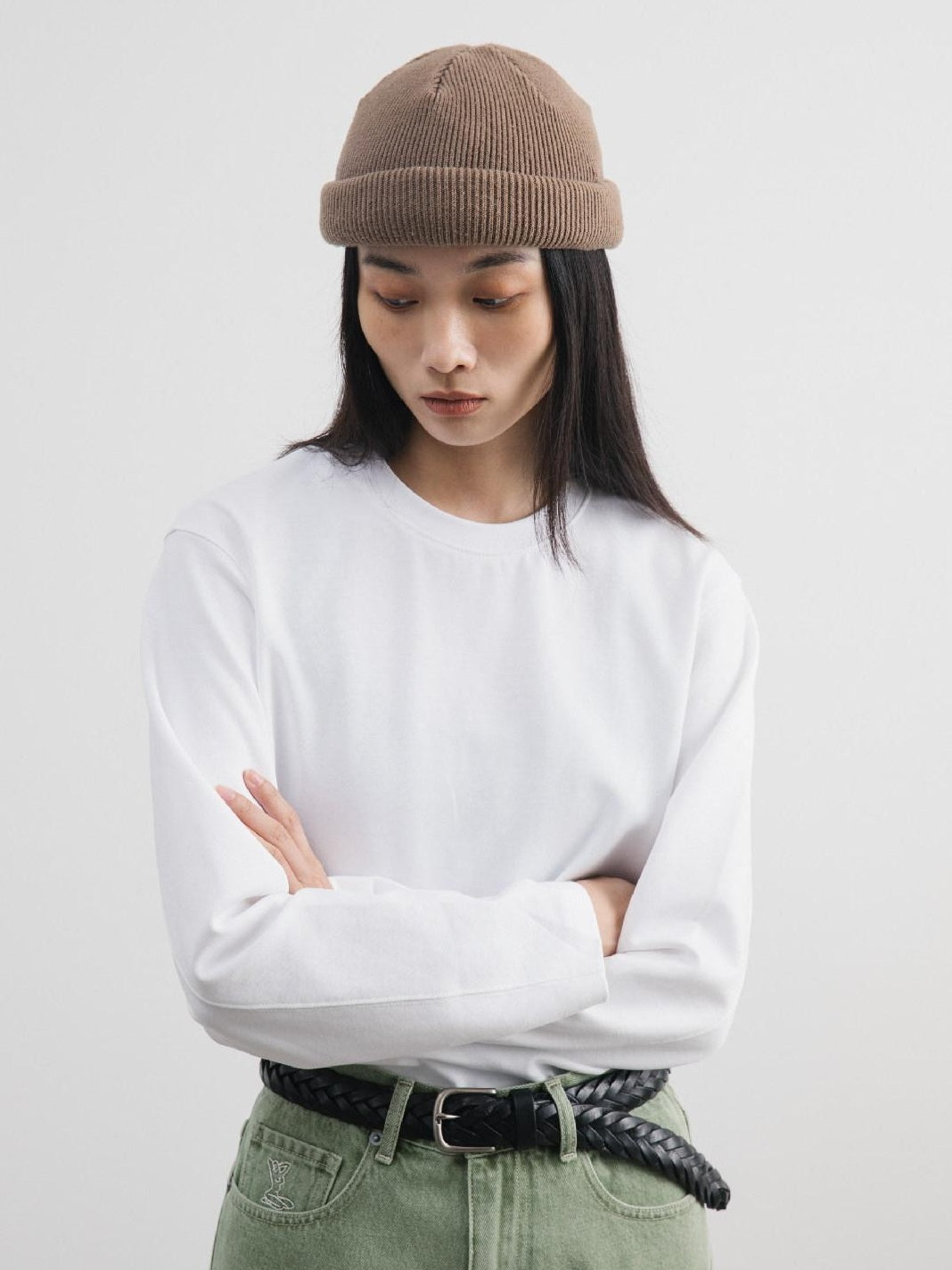 SUPERTOFU Embroidered Cotton Loose Casual Unisex Crew Neck Logo Long Sleeve T-Shirts
