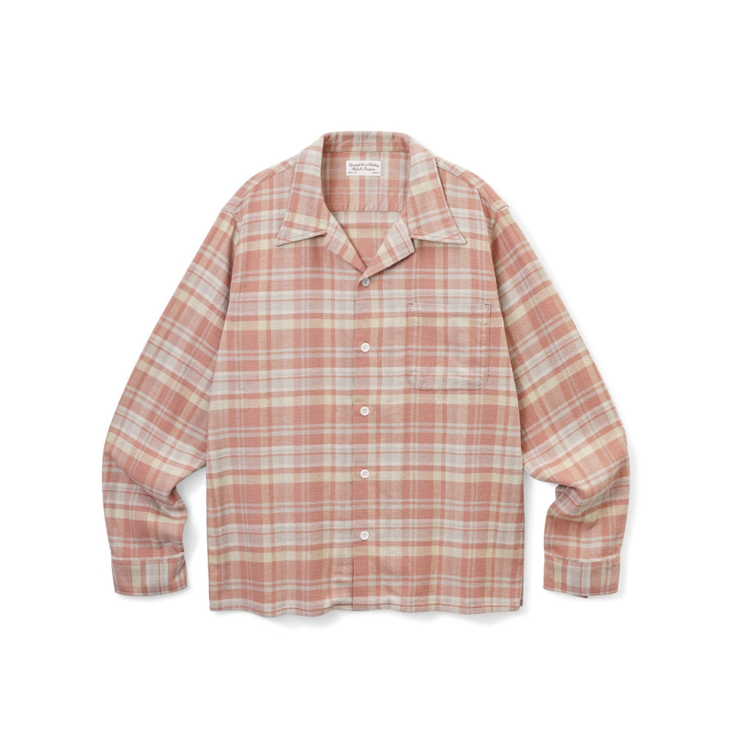 SUPERTOFU Embroidered Orange Cotton Flannel Loose Retro Cuban Collar Unisex Check Shirts