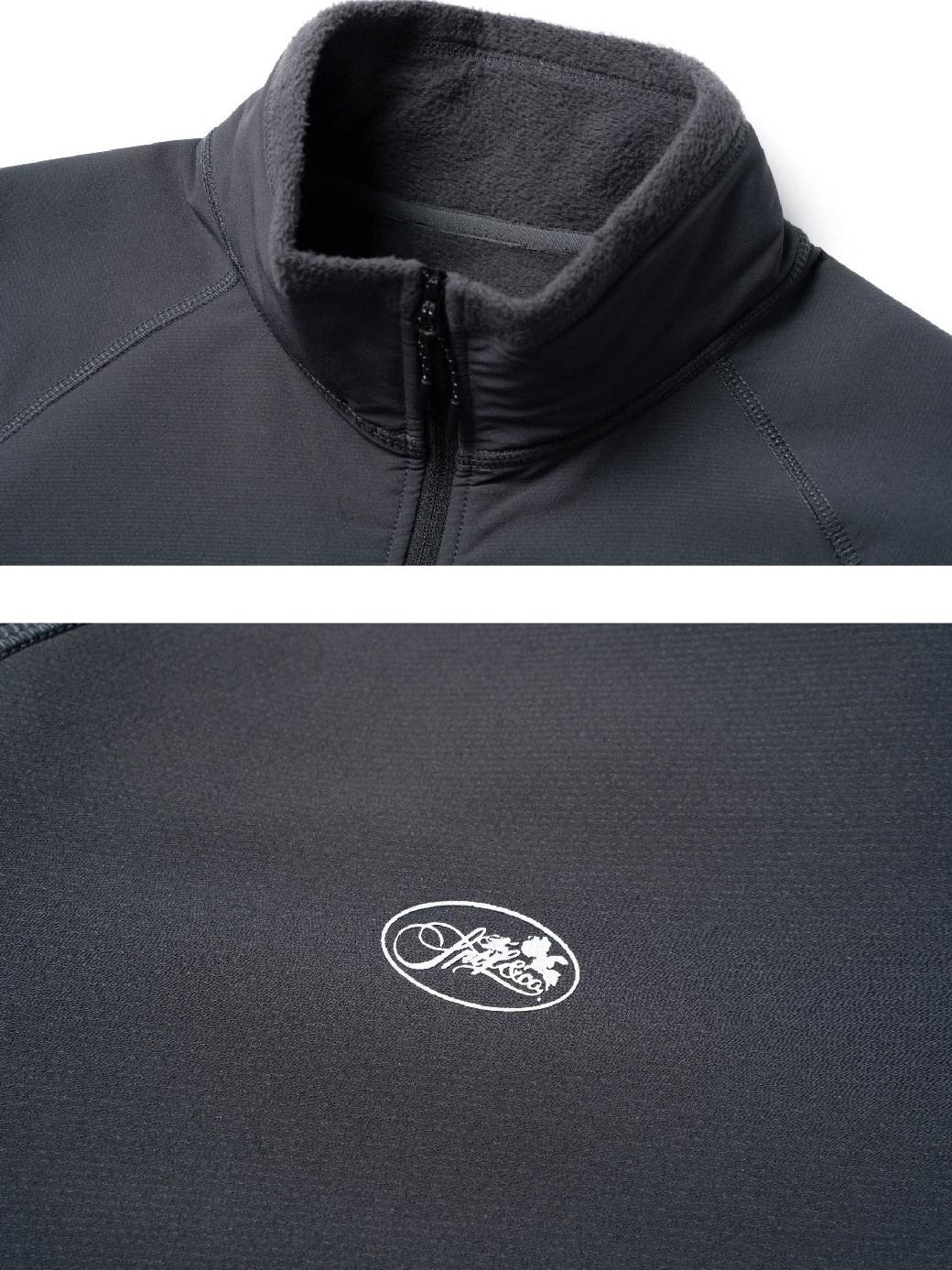 SUPERTOFU Fitted Youth Casual Stand Collar Long Sleeve Unisex Stretch Black Gray Sweatshirts