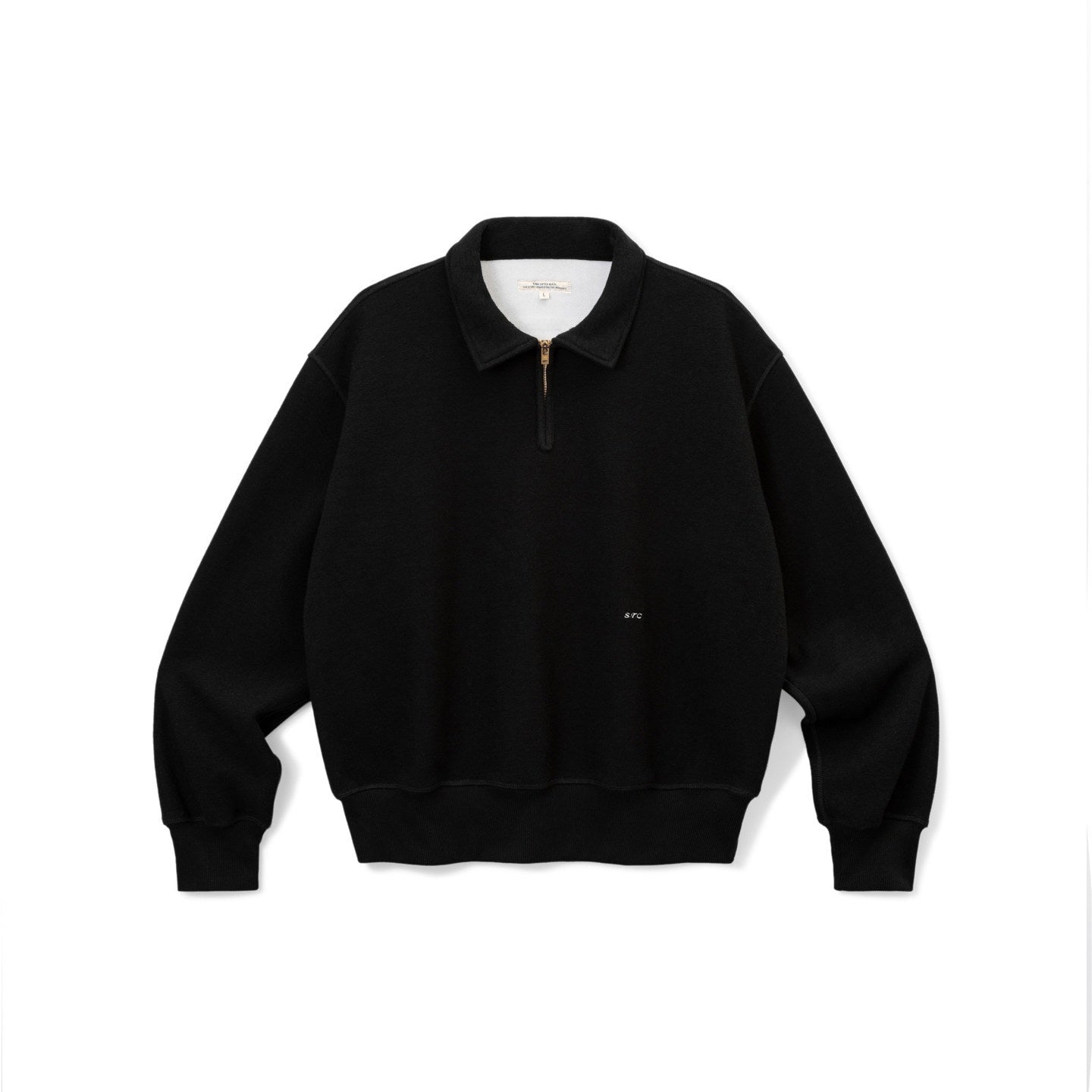 SUPERTOFU Fleece Lined Loose Fit Half Zip Turn Down Collar Unisex Cotton Blend Sweatshirts