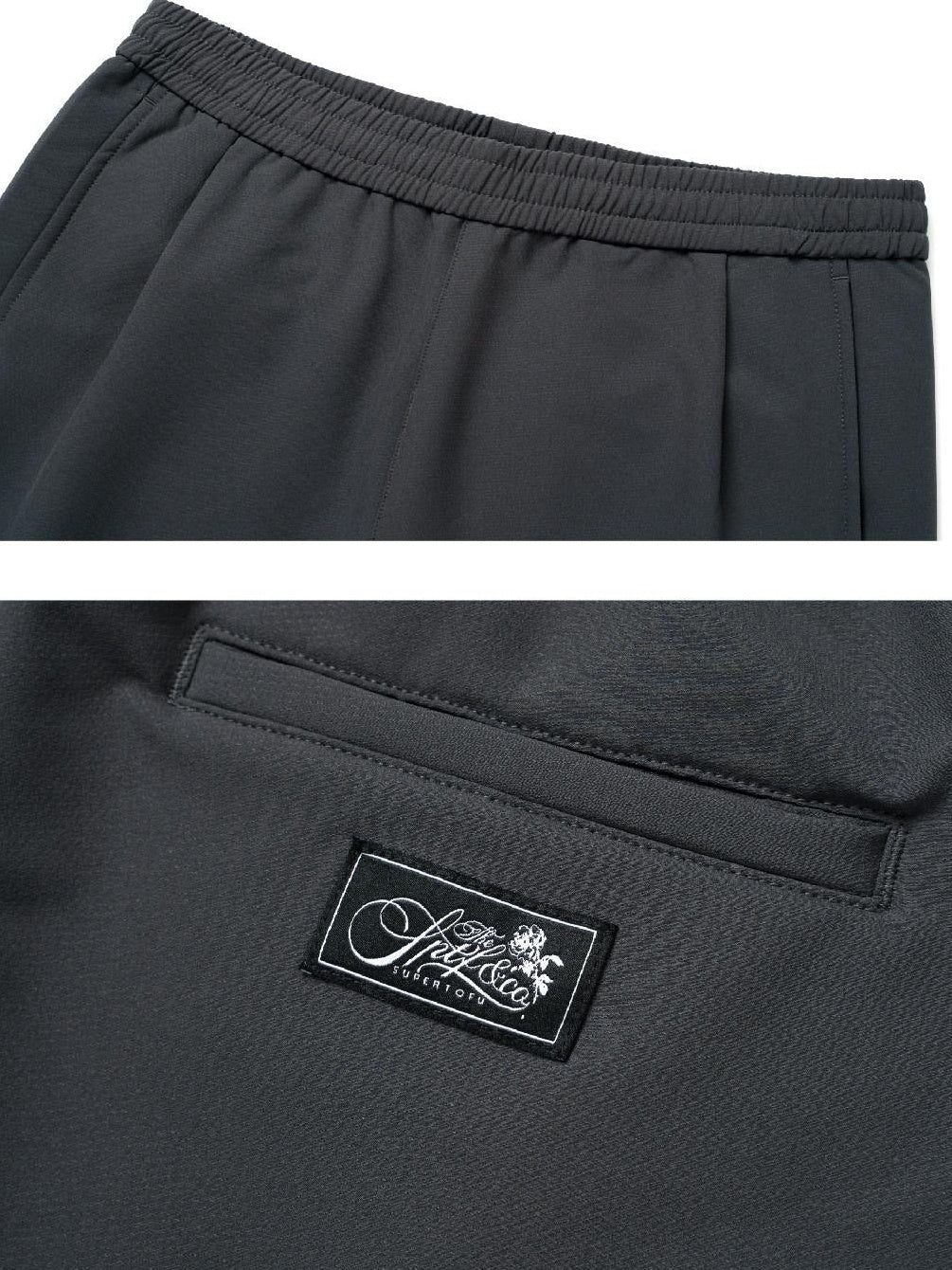 SUPERTOFU Fleece Lined Mid Rise Relaxed Fit Youth Solid Charcoal Black Straight Pants