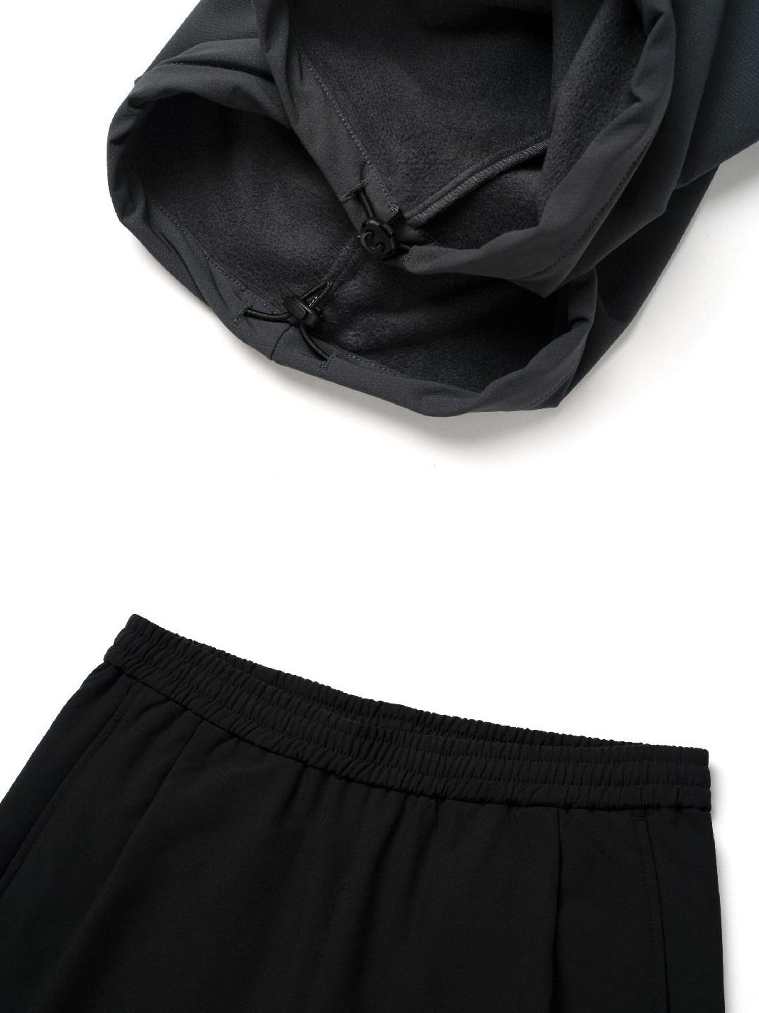 SUPERTOFU Fleece Lined Mid Rise Relaxed Fit Youth Solid Charcoal Black Straight Pants