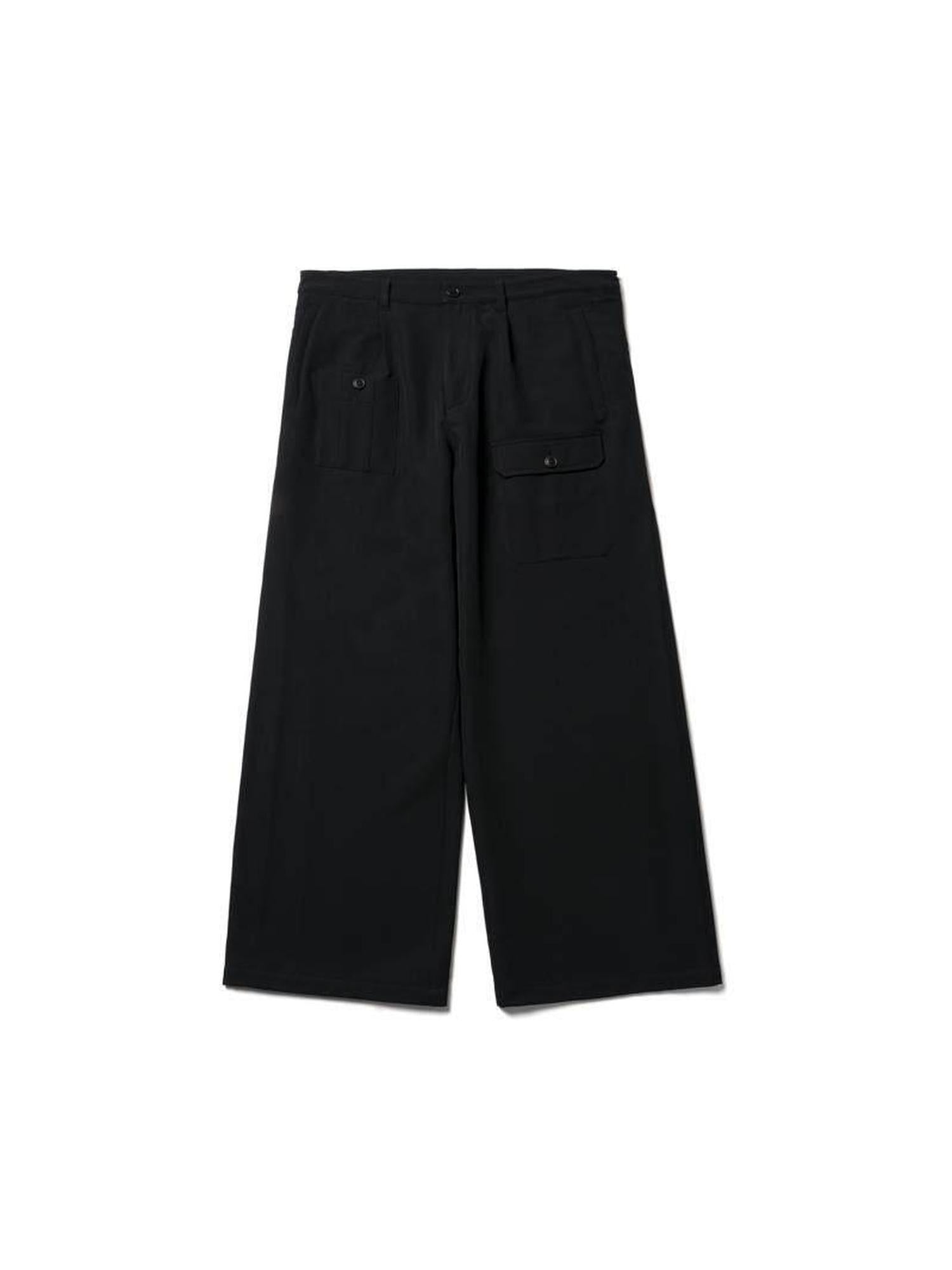 SUPERTOFU Fleece Lined Warm Straight Cut Mid Waist Casual Youth Black Solid Wide-Leg Pants