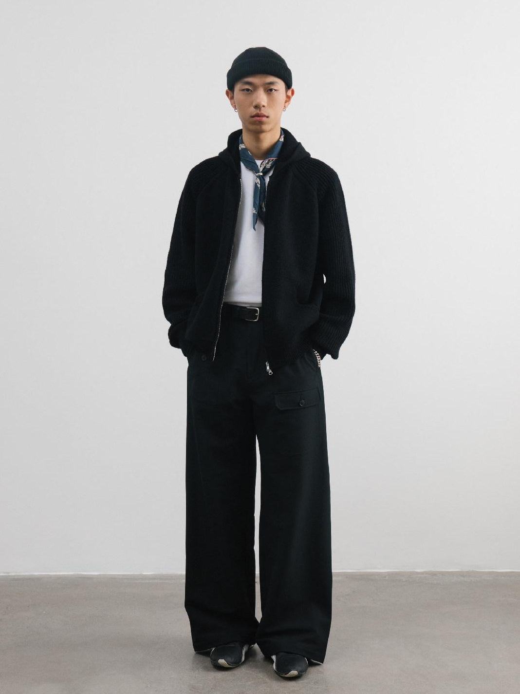 SUPERTOFU Fleece Lined Warm Straight Cut Mid Waist Casual Youth Black Solid Wide-Leg Pants