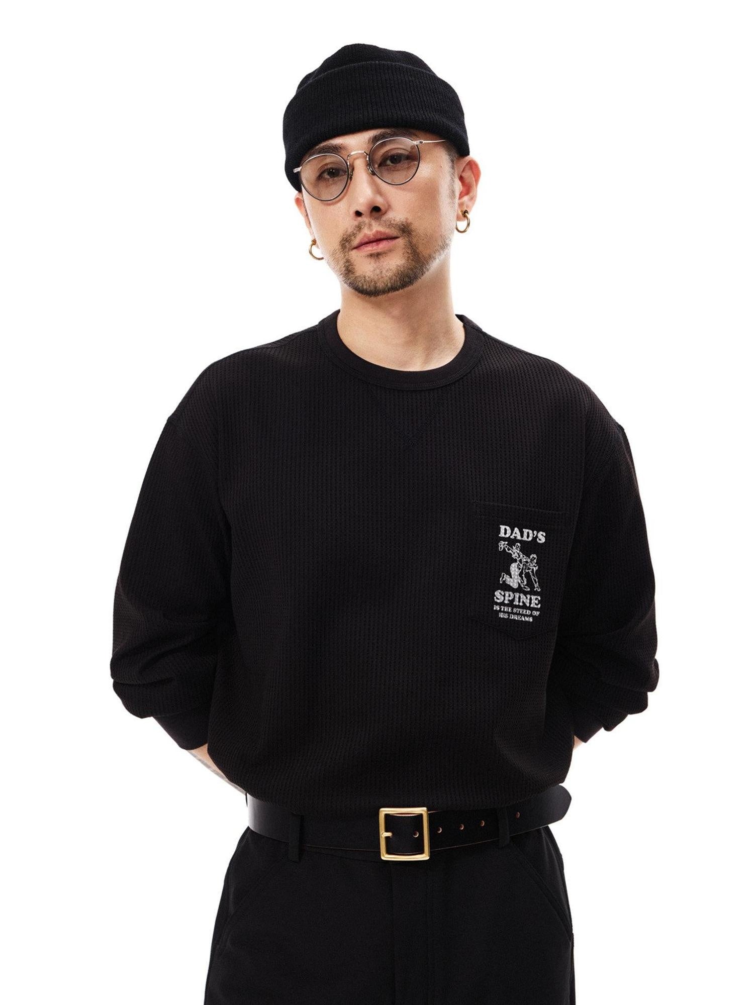 SUPERTOFU Hand Painted Vintage Crew Neck Regular Fit Unisex Polyester Long Sleeve T-Shirts