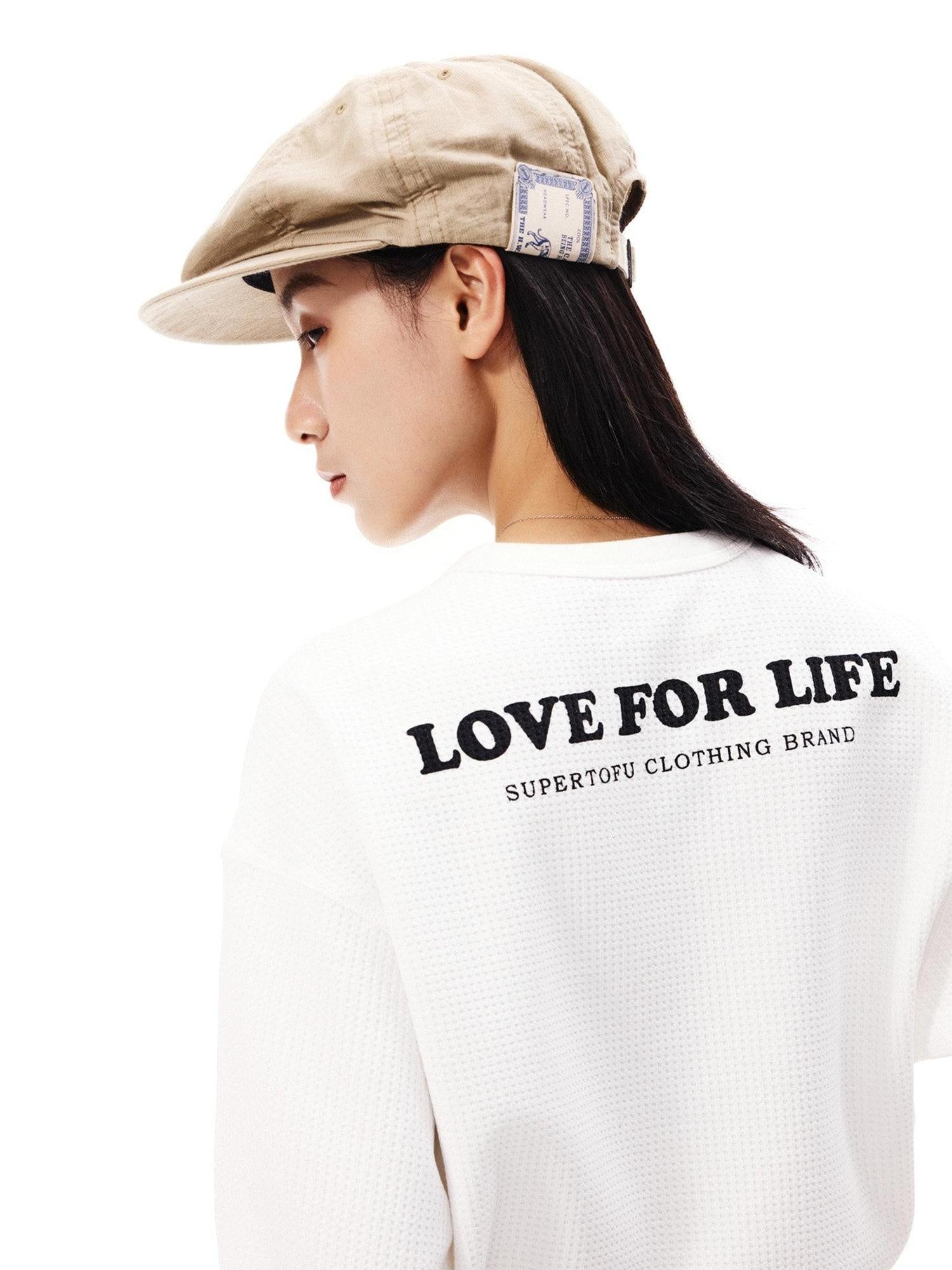 SUPERTOFU Hand Painted Vintage Crew Neck Regular Fit Unisex Polyester Long Sleeve T-Shirts