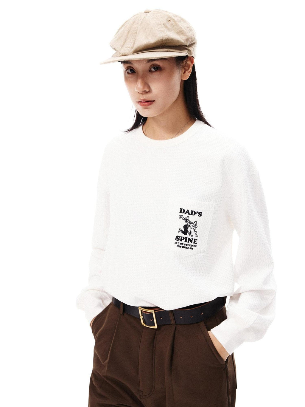 SUPERTOFU Hand Painted Vintage Crew Neck Regular Fit Unisex Polyester Long Sleeve T-Shirts