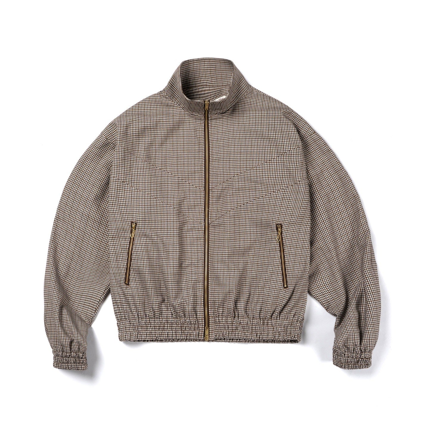 SUPERTOFU_Houndstooth_Retro_Loose_Fit_Zip_Stand_Collar_Elastic_Hem_Unisex_Track_Jackets_MISSTT