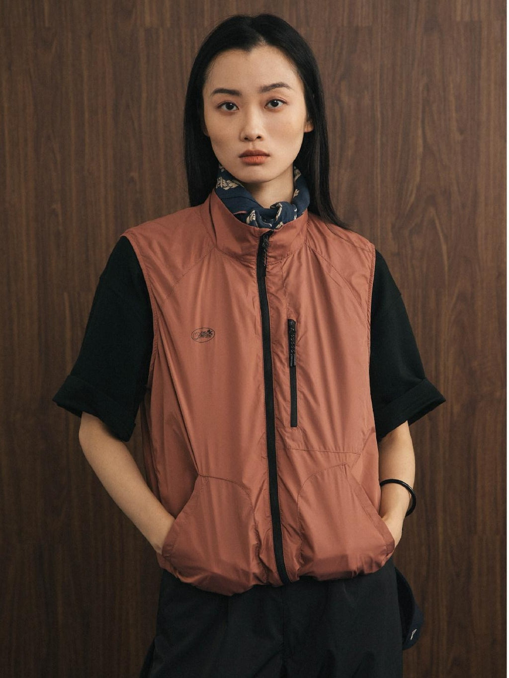 SUPERTOFU Light Thin Stand Collar Zipper Youthful Teen Daily Black Pink Green Vests