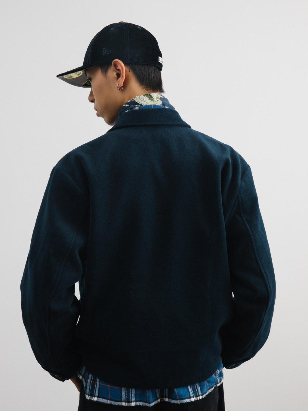 SUPERTOFU Light Zip Front Lapel Collar Regular Fit Unisex Navy Brown Casual Jackets