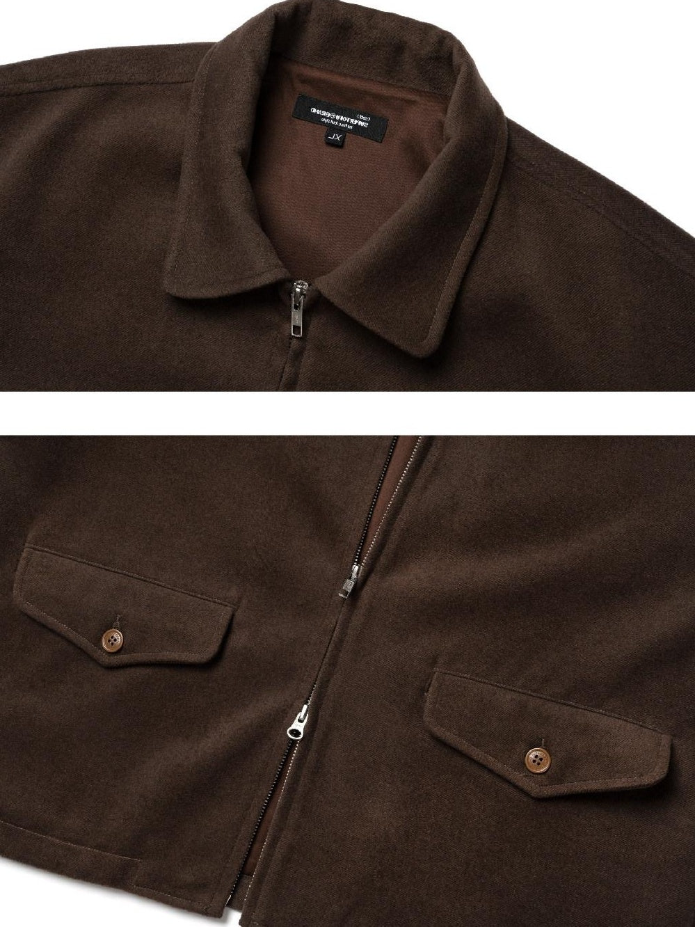 SUPERTOFU Light Zip Front Lapel Collar Regular Fit Unisex Navy Brown Casual Jackets