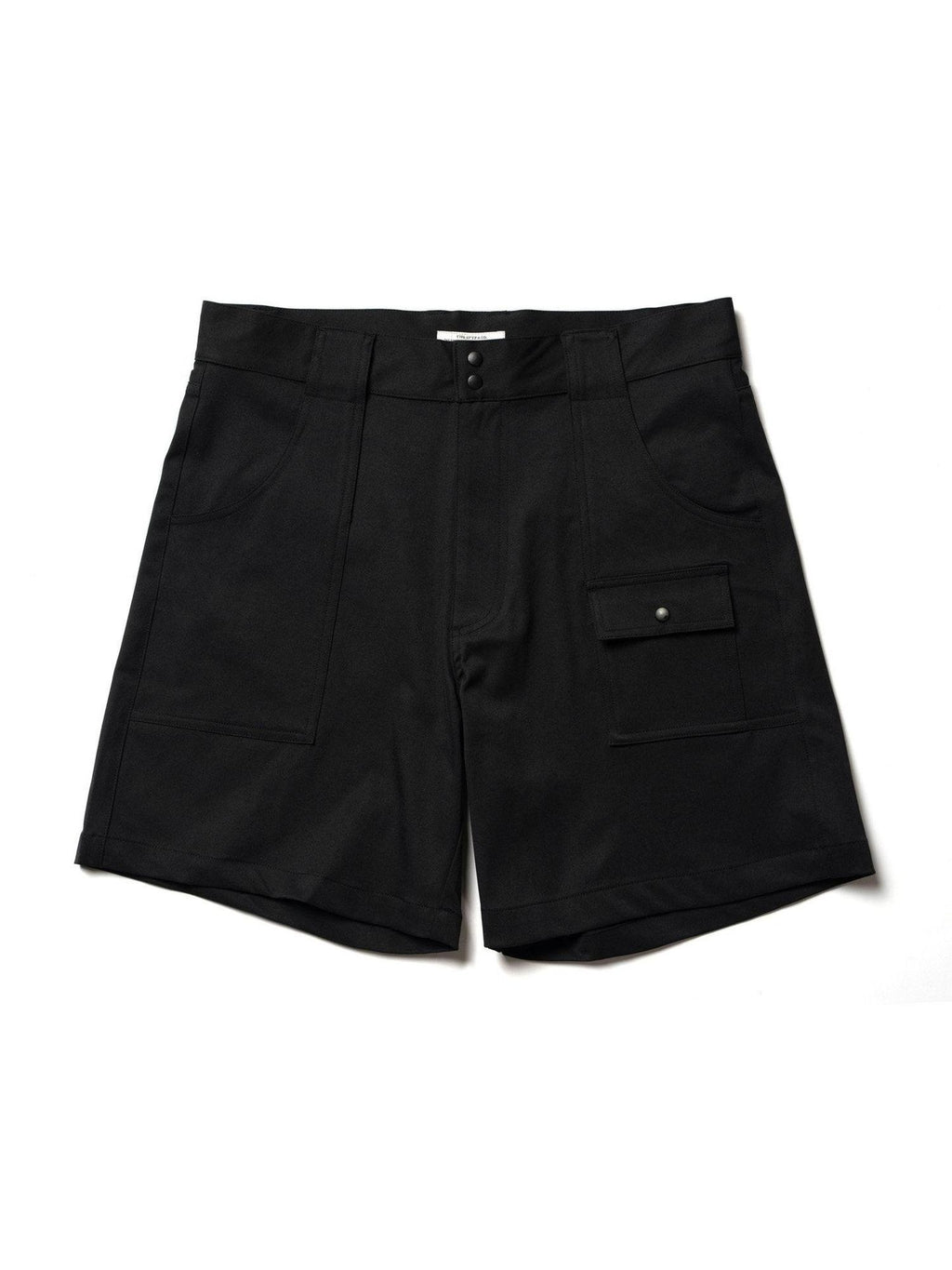 SUPERTOFU Lightweight Polyester Relaxed Mid Rise Casual Solid Black Brown Short Trousers