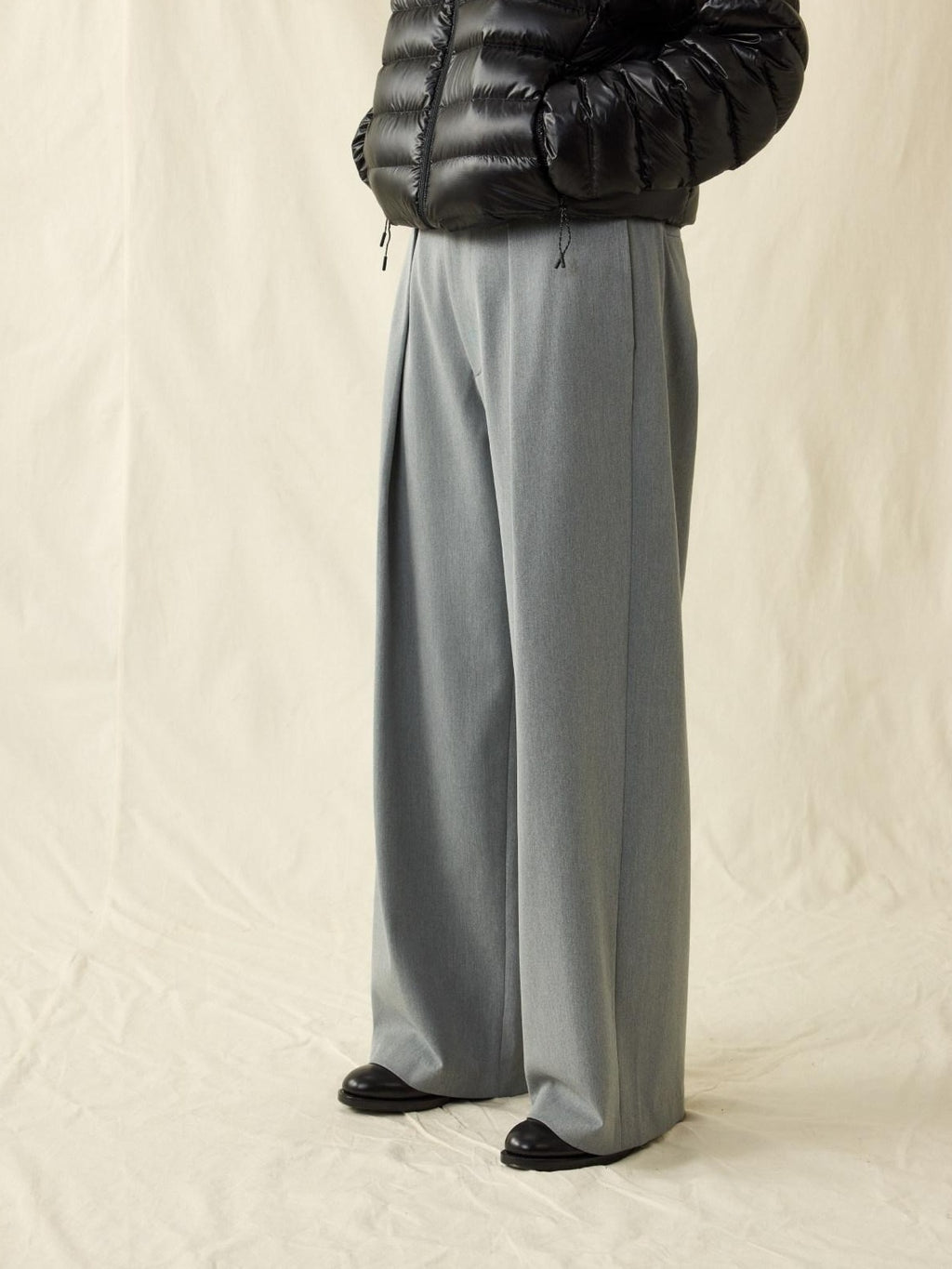 SUPERTOFU Loose Fit American Casual Youth Solid Black Grey Long Length Wide-Leg Pants