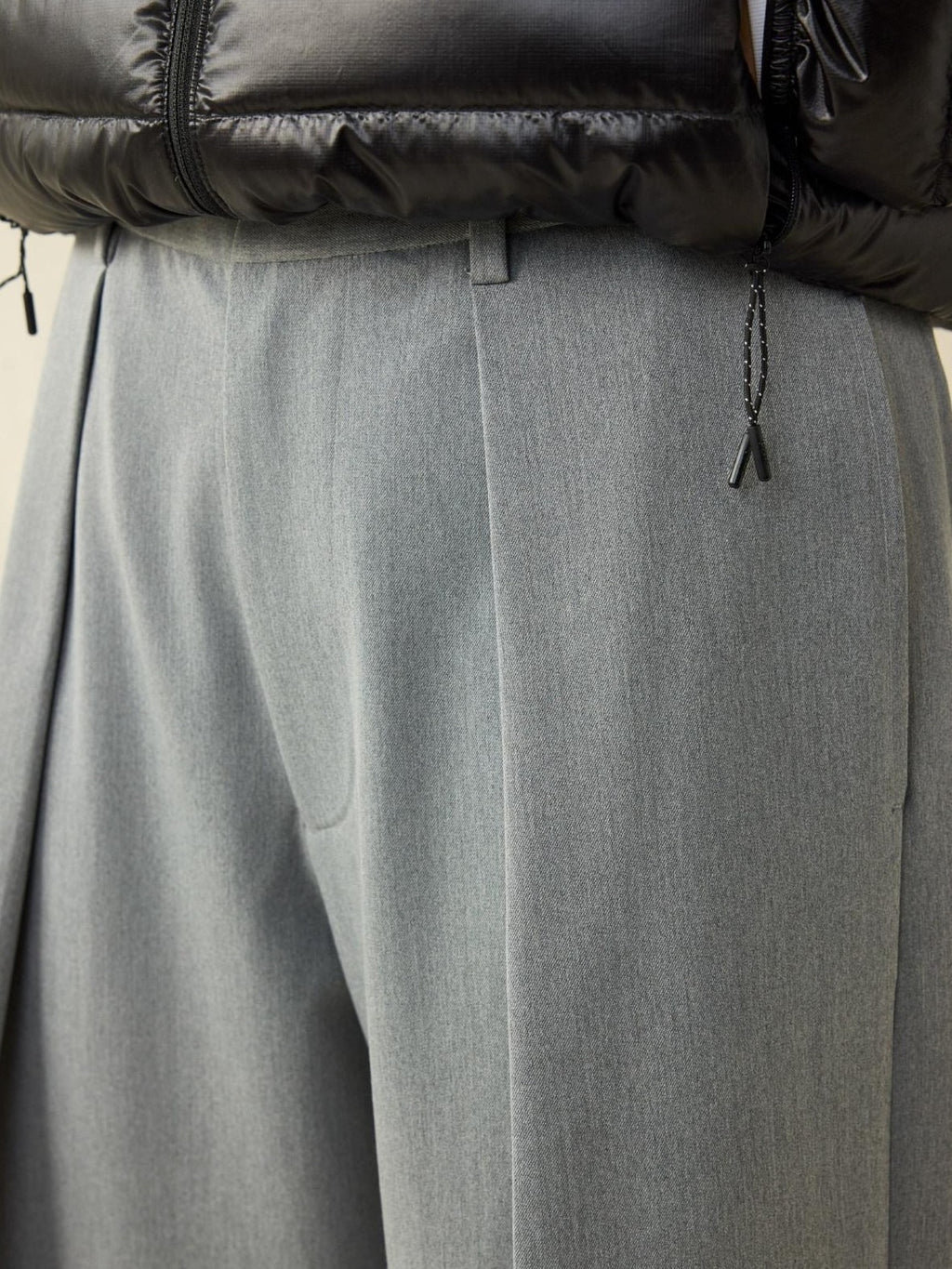 SUPERTOFU Loose Fit American Casual Youth Solid Black Grey Long Length Wide-Leg Pants