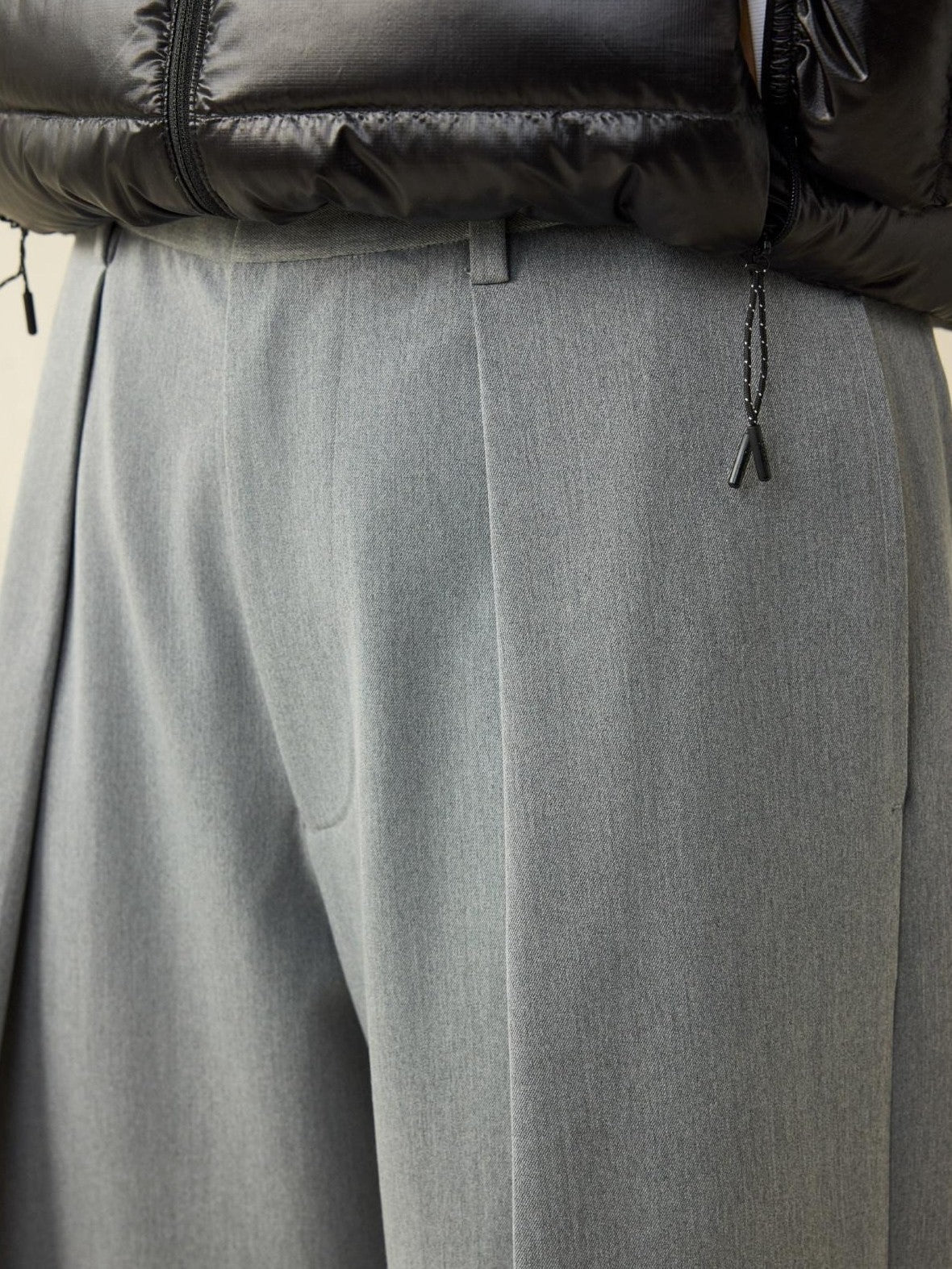 SUPERTOFU Loose Fit American Casual Youth Solid Black Grey Long Length Wide-Leg Pants