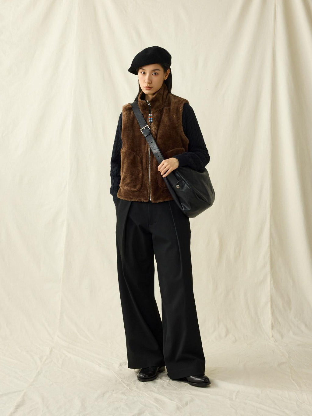 SUPERTOFU Loose Fit American Casual Youth Solid Black Grey Long Length Wide-Leg Pants