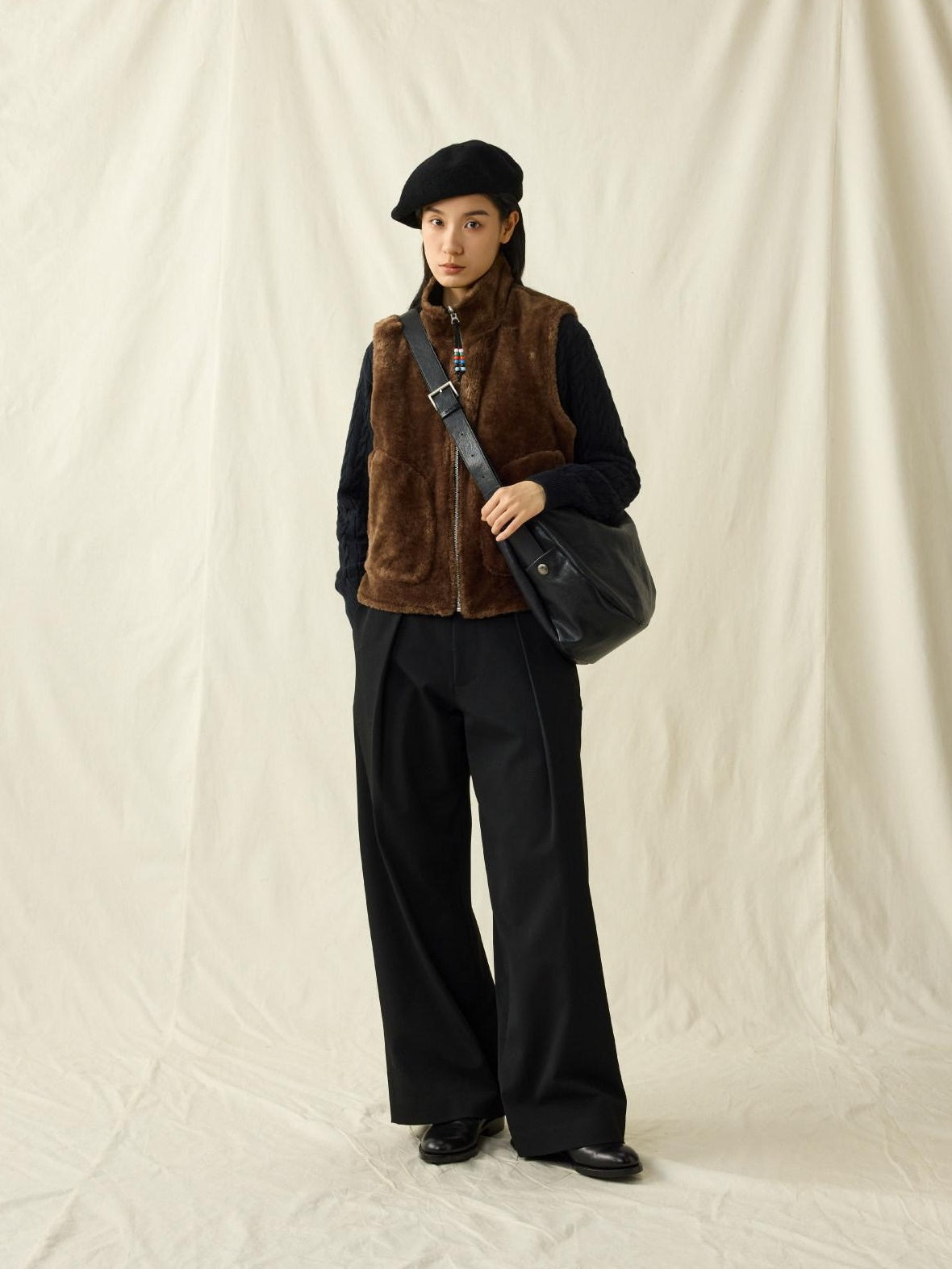 SUPERTOFU Loose Fit American Casual Youth Solid Black Grey Long Length Wide-Leg Pants