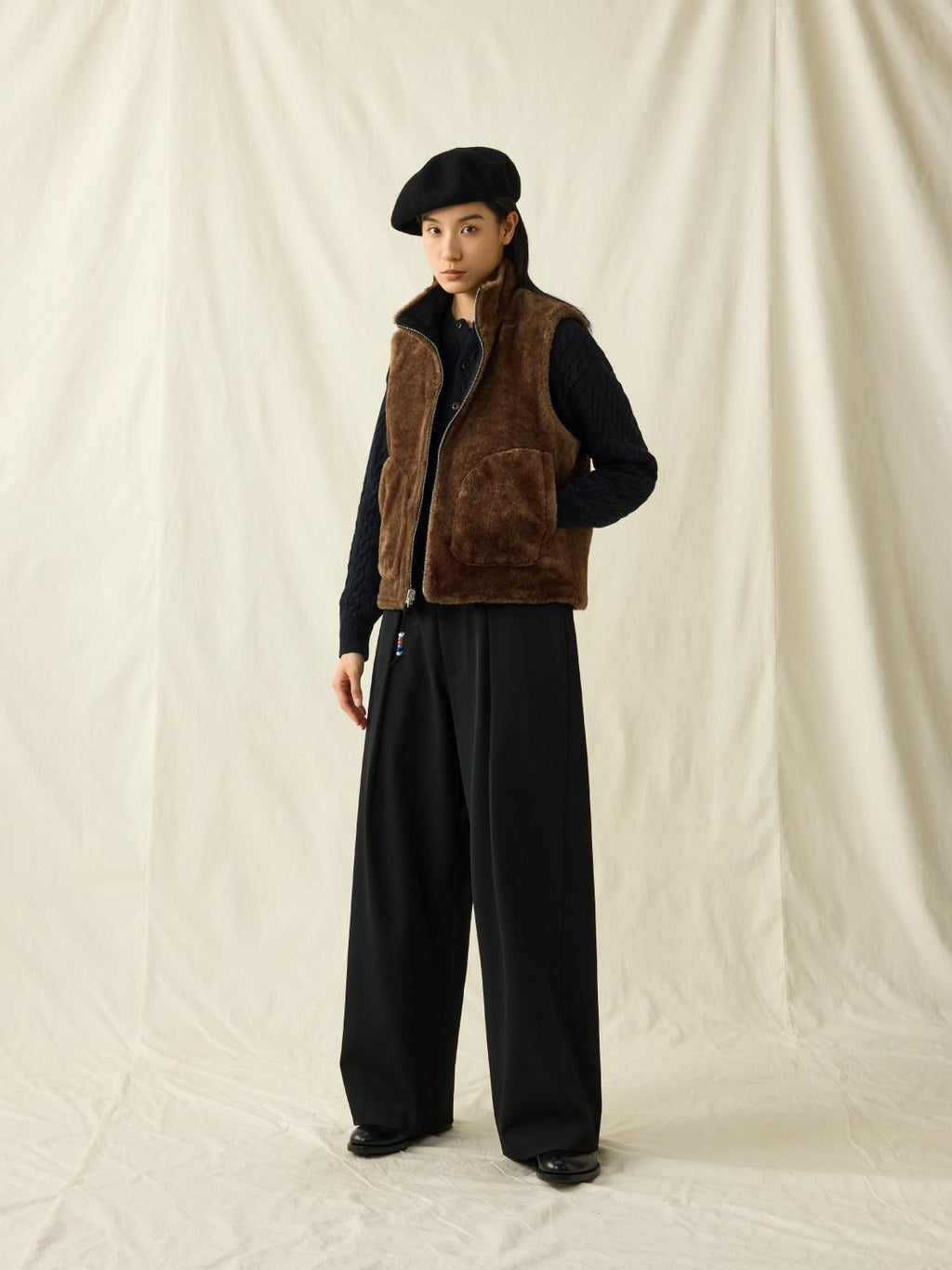 SUPERTOFU Loose Fit American Casual Youth Solid Black Grey Long Length Wide-Leg Pants
