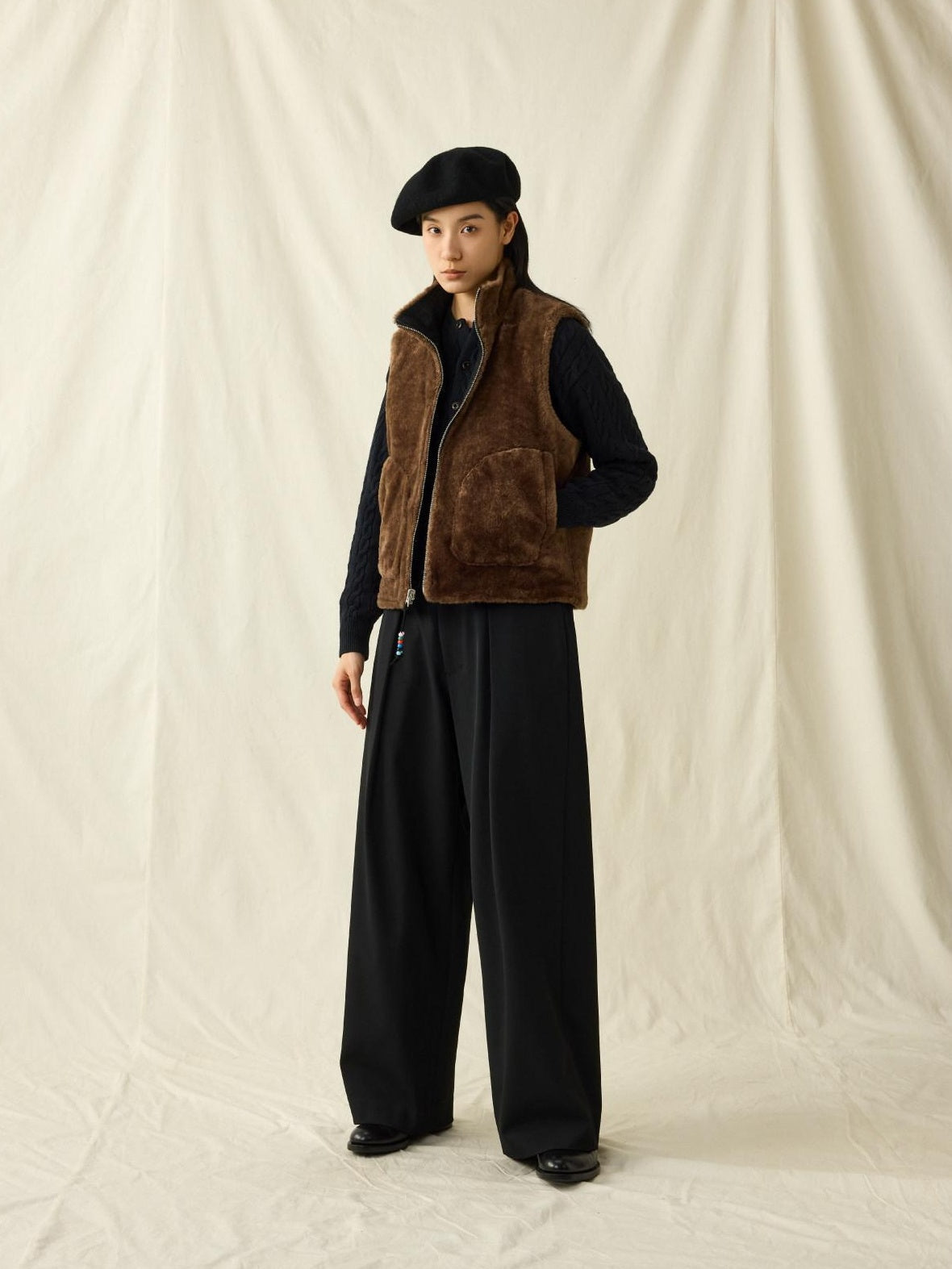 SUPERTOFU Loose Fit American Casual Youth Solid Black Grey Long Length Wide-Leg Pants