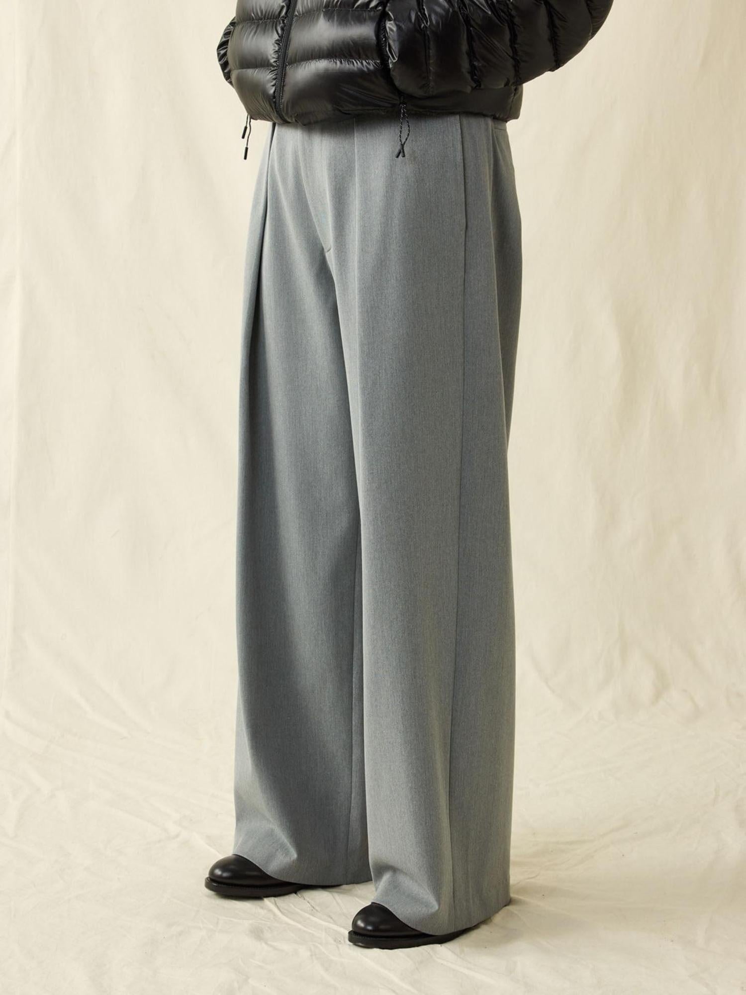 SUPERTOFU Loose Fit American Casual Youth Solid Black Grey Long Length Wide-Leg Pants