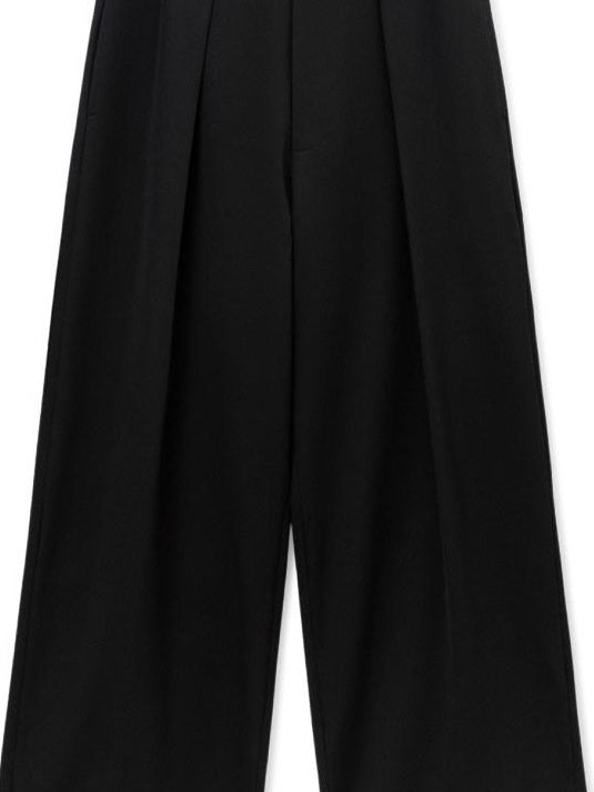 SUPERTOFU Loose Fit American Casual Youth Solid Black Grey Long Length Wide-Leg Pants