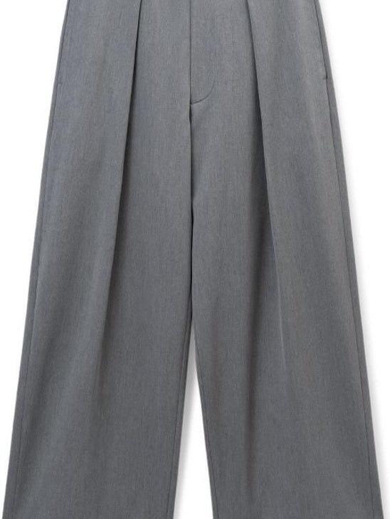SUPERTOFU Loose Fit American Casual Youth Solid Black Grey Long Length Wide-Leg Pants