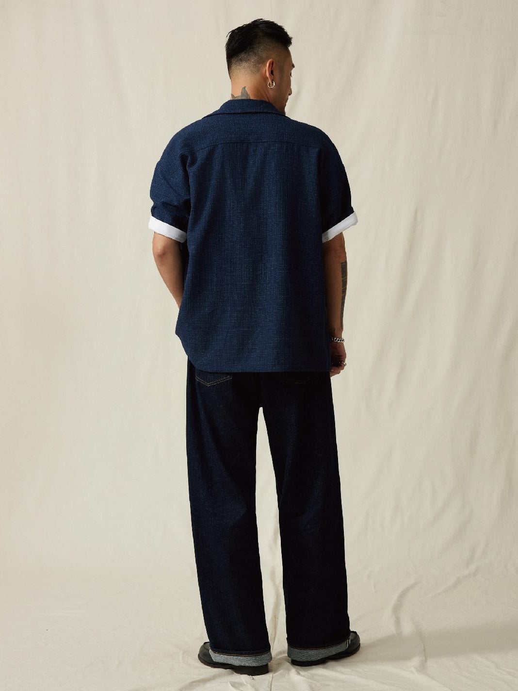SUPERTOFU Loose Fit Vintage Cuban Collar Button Short Sleeve Unisex Polyester Blend Shirts