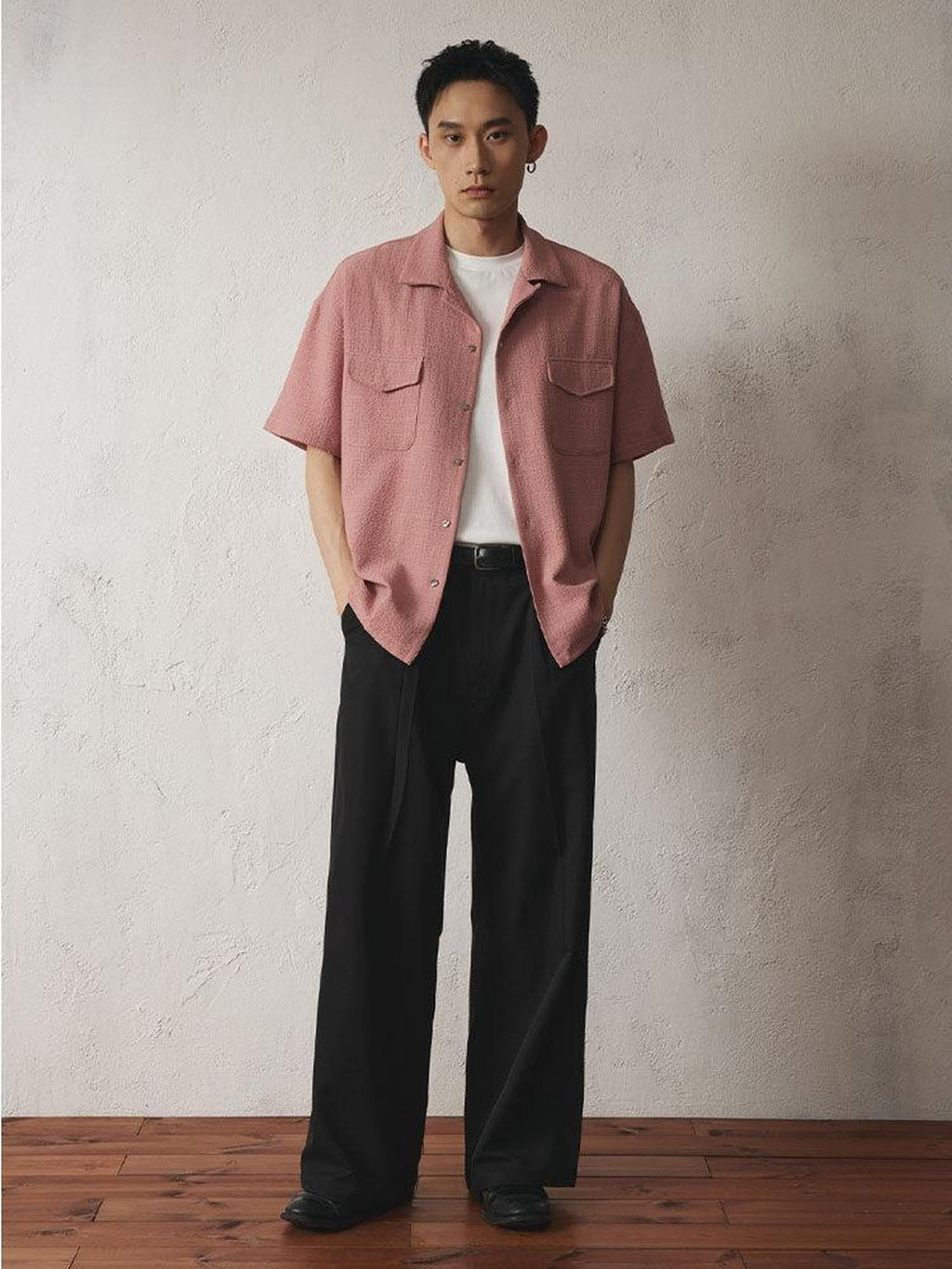 SUPERTOFU Loose Fit Vintage Cuban Collar Button Short Sleeve Unisex Polyester Blend Shirts