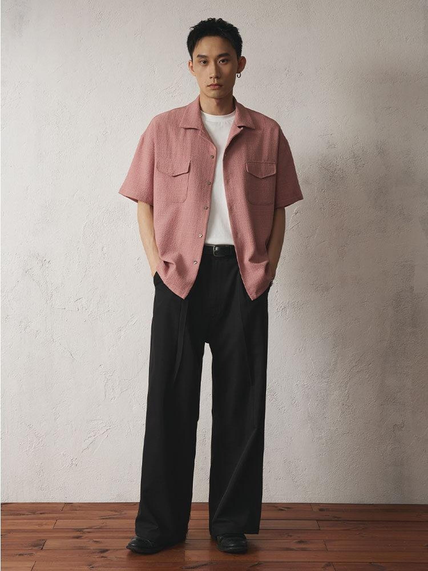 SUPERTOFU Loose Fit Vintage Cuban Collar Button Short Sleeve Unisex Polyester Blend Shirts