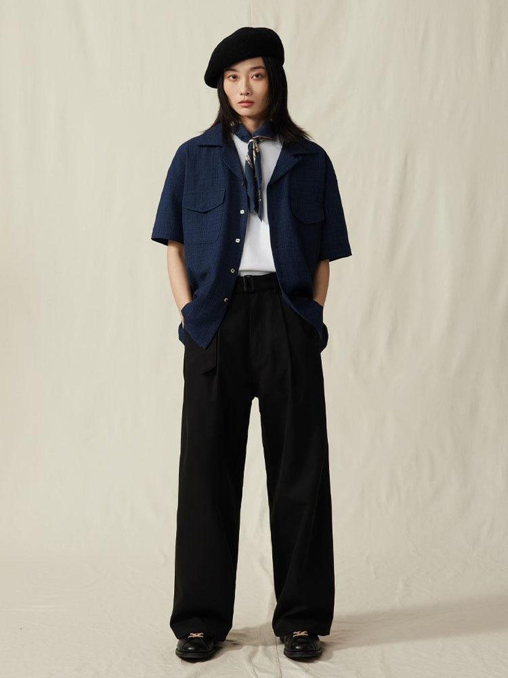 SUPERTOFU Loose Fit Vintage Cuban Collar Button Short Sleeve Unisex Polyester Blend Shirts