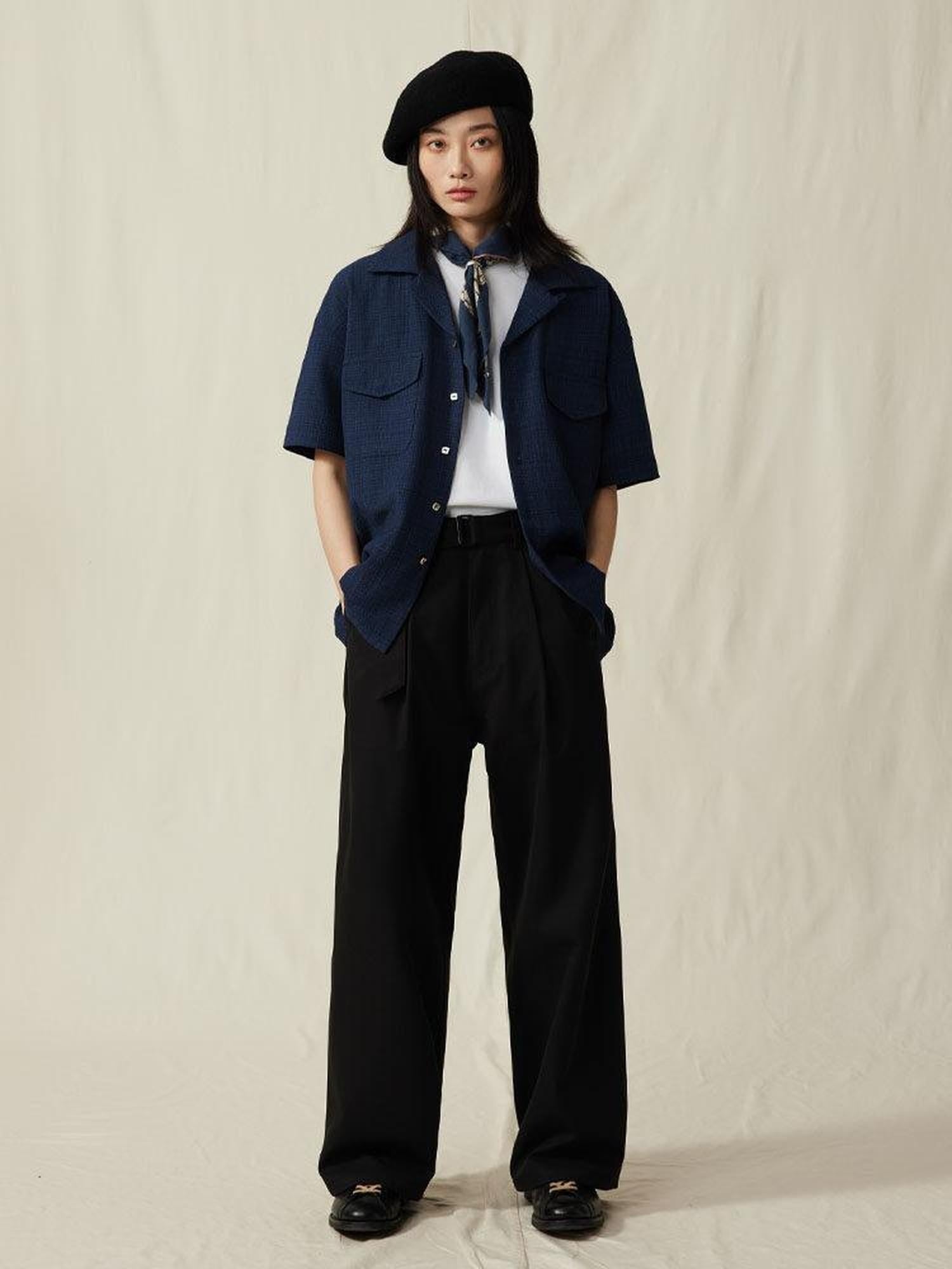 SUPERTOFU Loose Fit Vintage Cuban Collar Button Short Sleeve Unisex Polyester Blend Shirts
