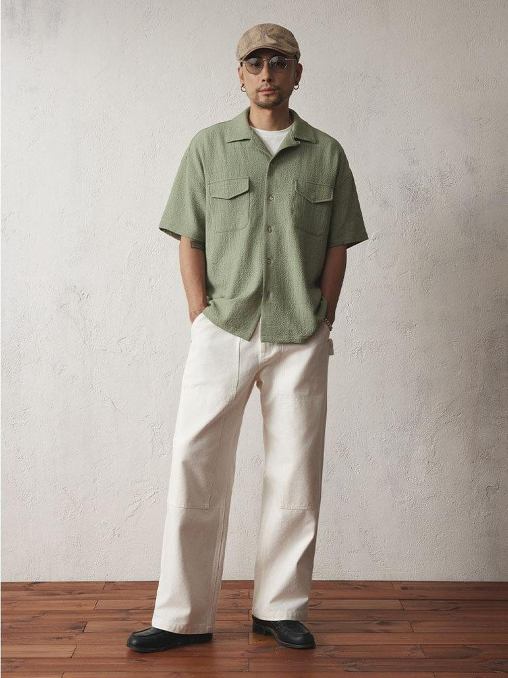 SUPERTOFU Loose Fit Vintage Cuban Collar Button Short Sleeve Unisex Polyester Blend Shirts