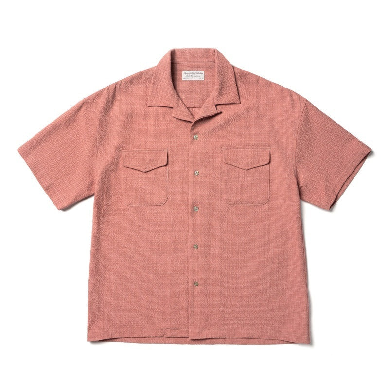 SUPERTOFU Loose Fit Vintage Cuban Collar Button Short Sleeve Unisex Polyester Blend Shirts